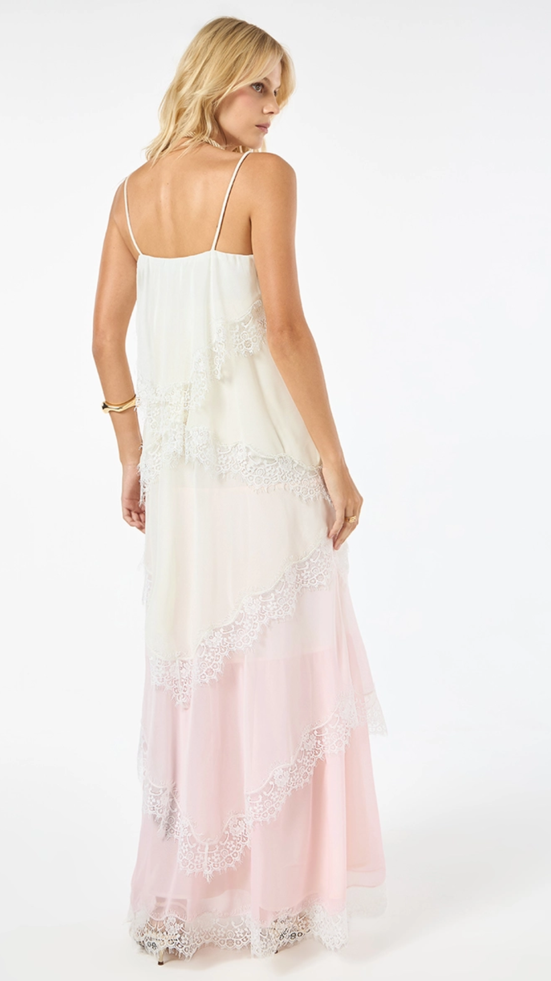 Vestido Longo Chiffon Detalhe Renda Amarelo Butter