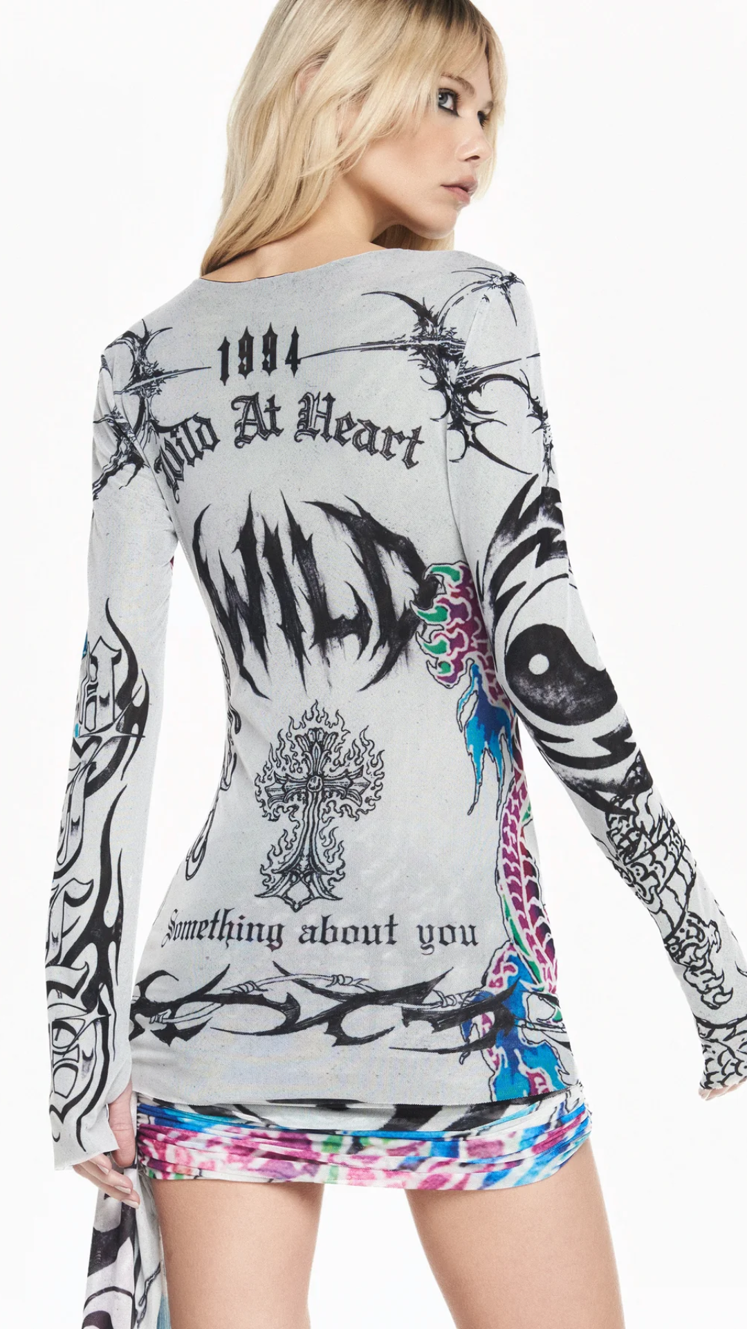 Blusa Manga Longa Tule Tattoo Dragão