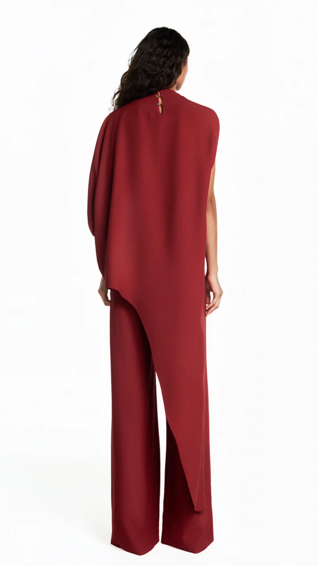 Kaftan Assimétrica Crepe Patou Vermelho