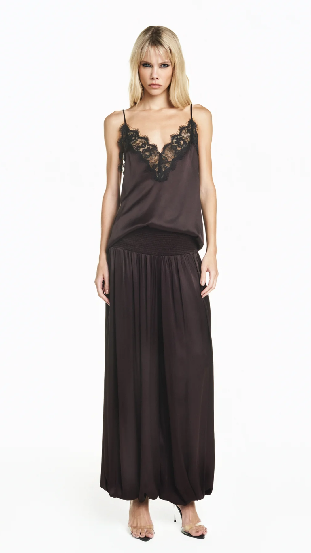 Calça Pala Lastex Cetim Marrom