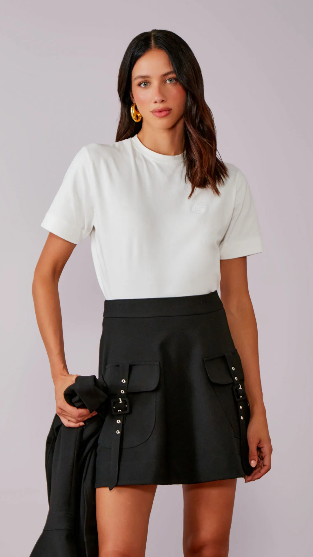 Saia Max Twill Godê Fivelas Preto