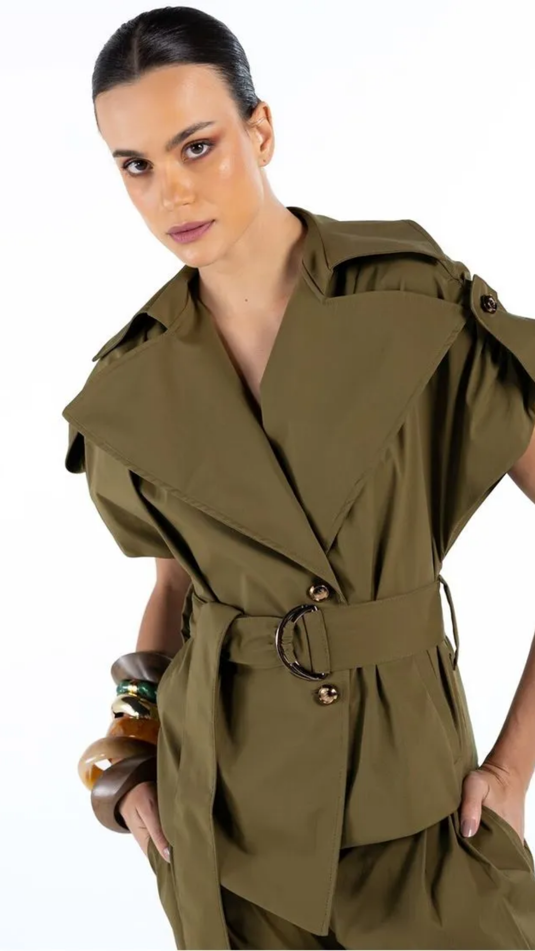 Colete Transpassado Verde Oliva