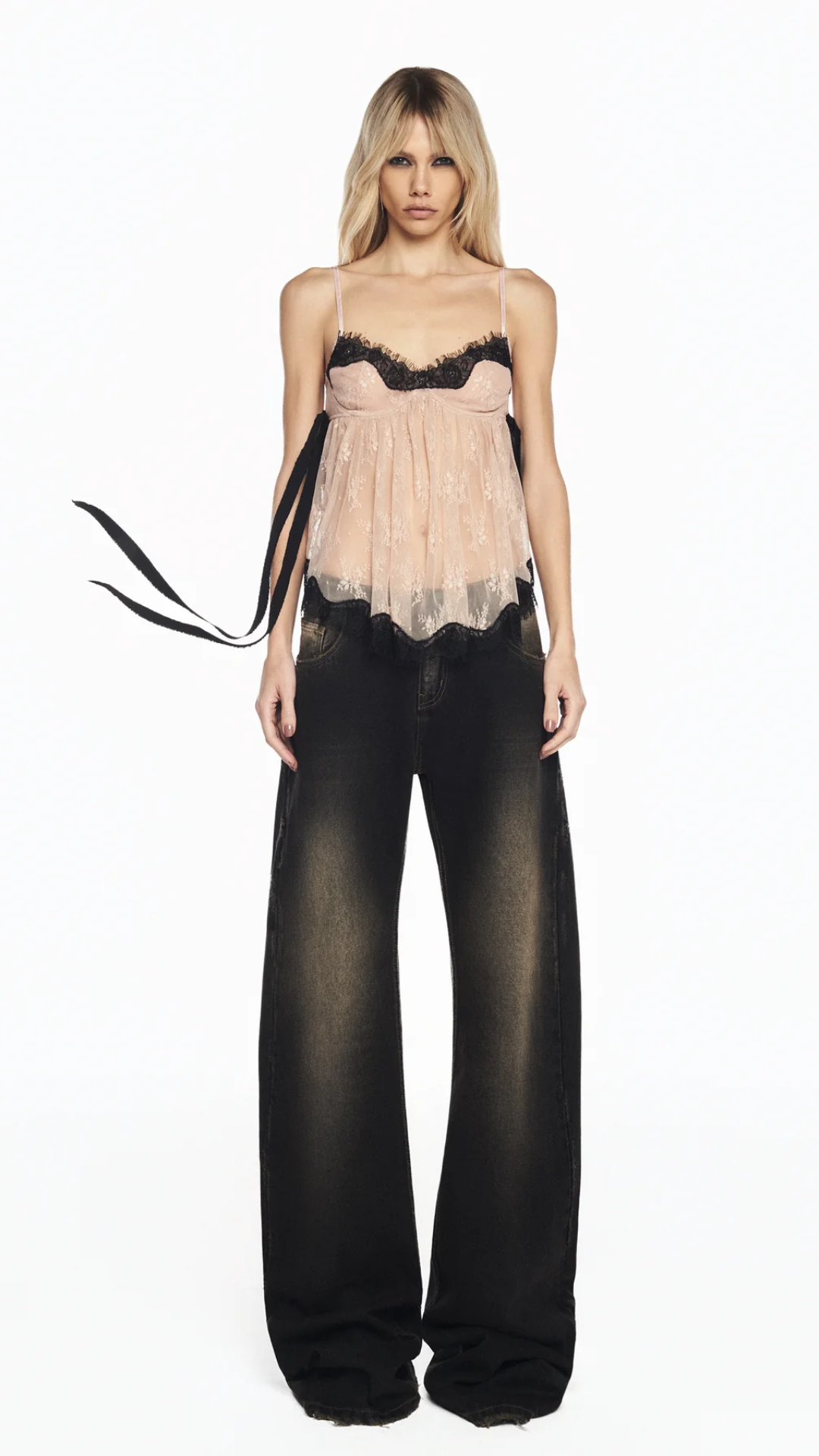 Calça Jeans Flare Cintura Baixa Black Denim