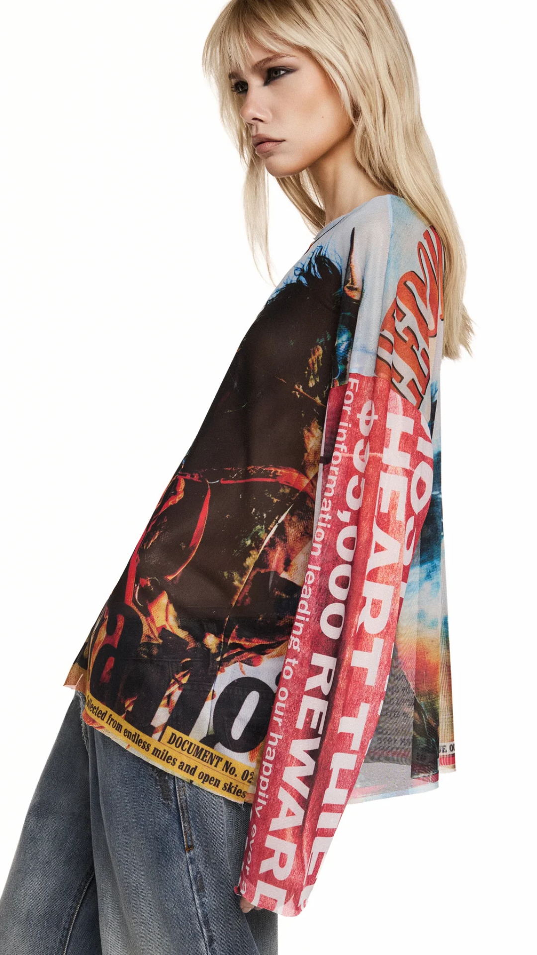 Blusa Manga Longa Quadrada Tule Mustang