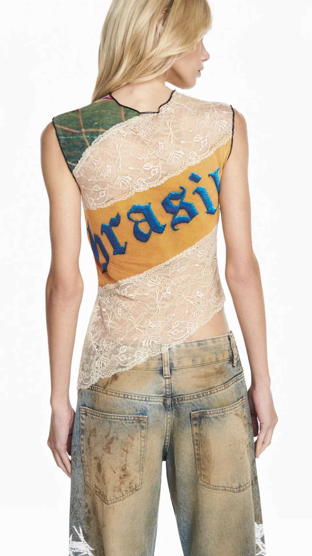 Blusa sem Manga Tule e Renda
