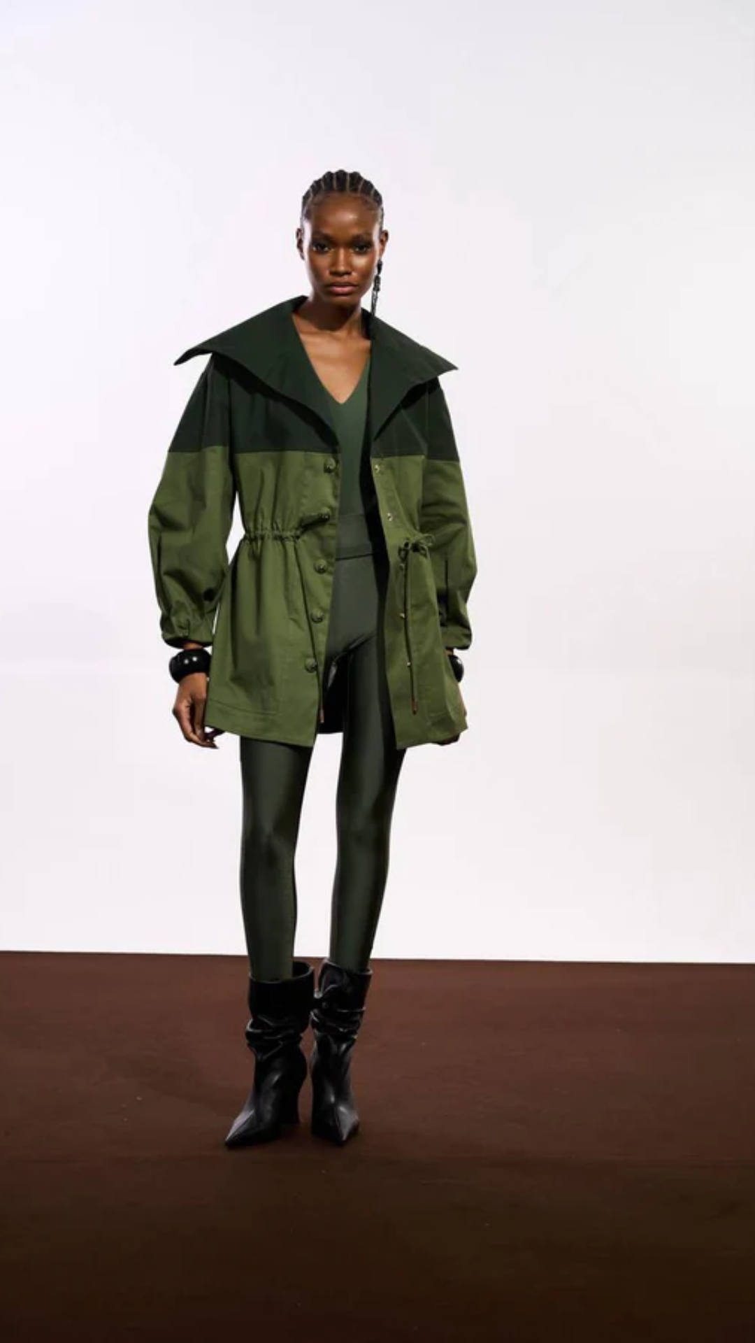 Maxi Parka Com Gola Over Verde Militar