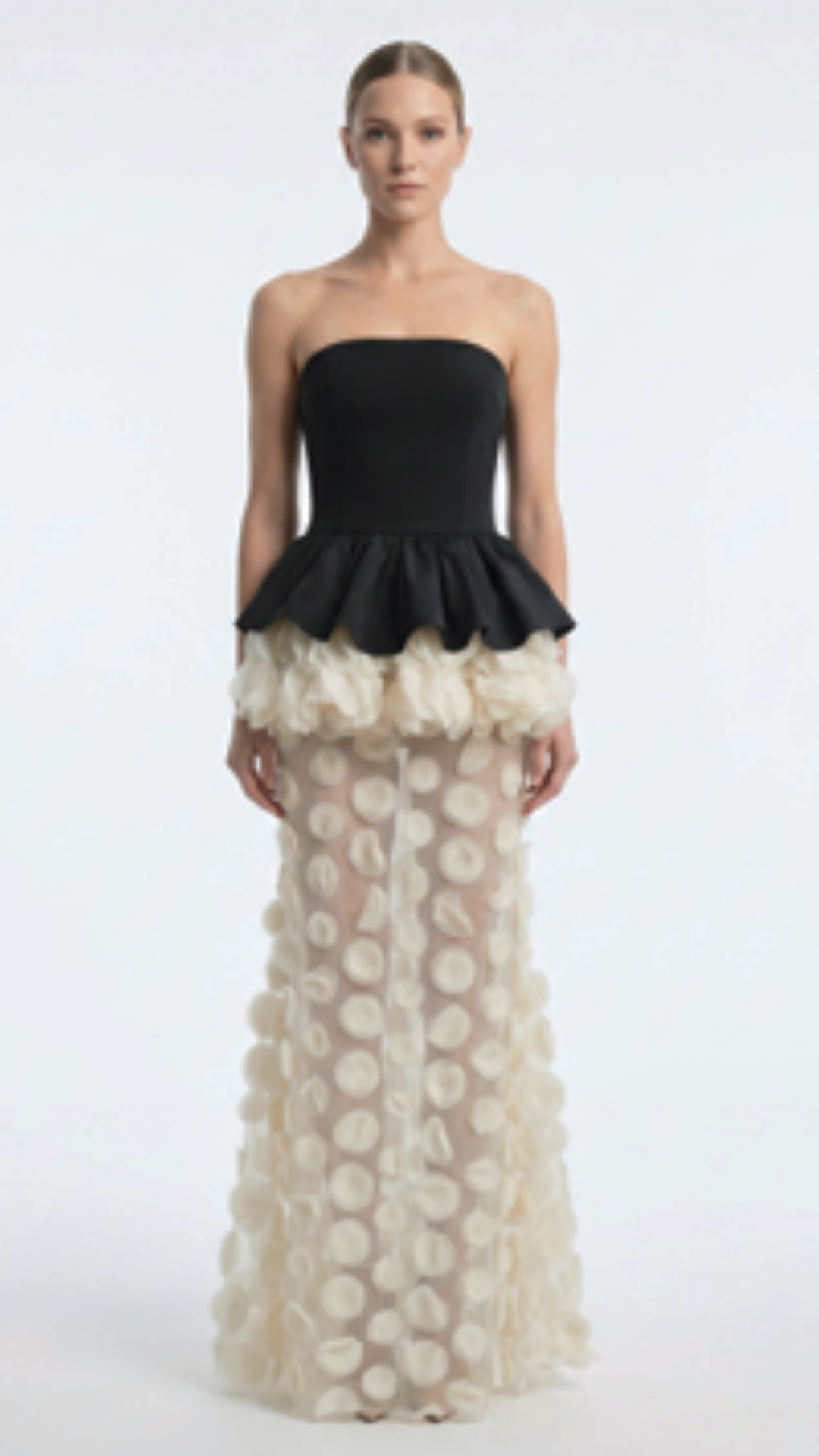 Vestido sem Alças Preto e Branco