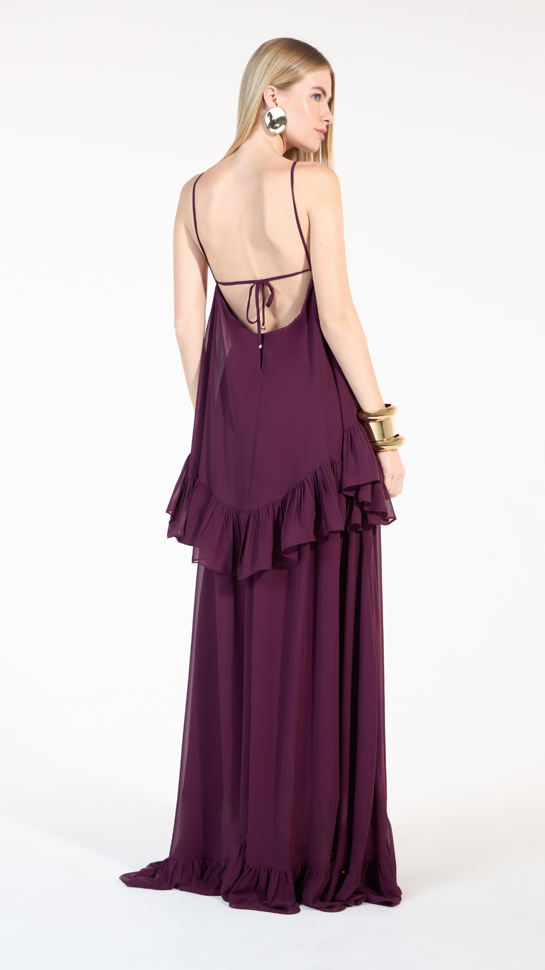 Vestido Chiffon Camadas Roxo Blerry