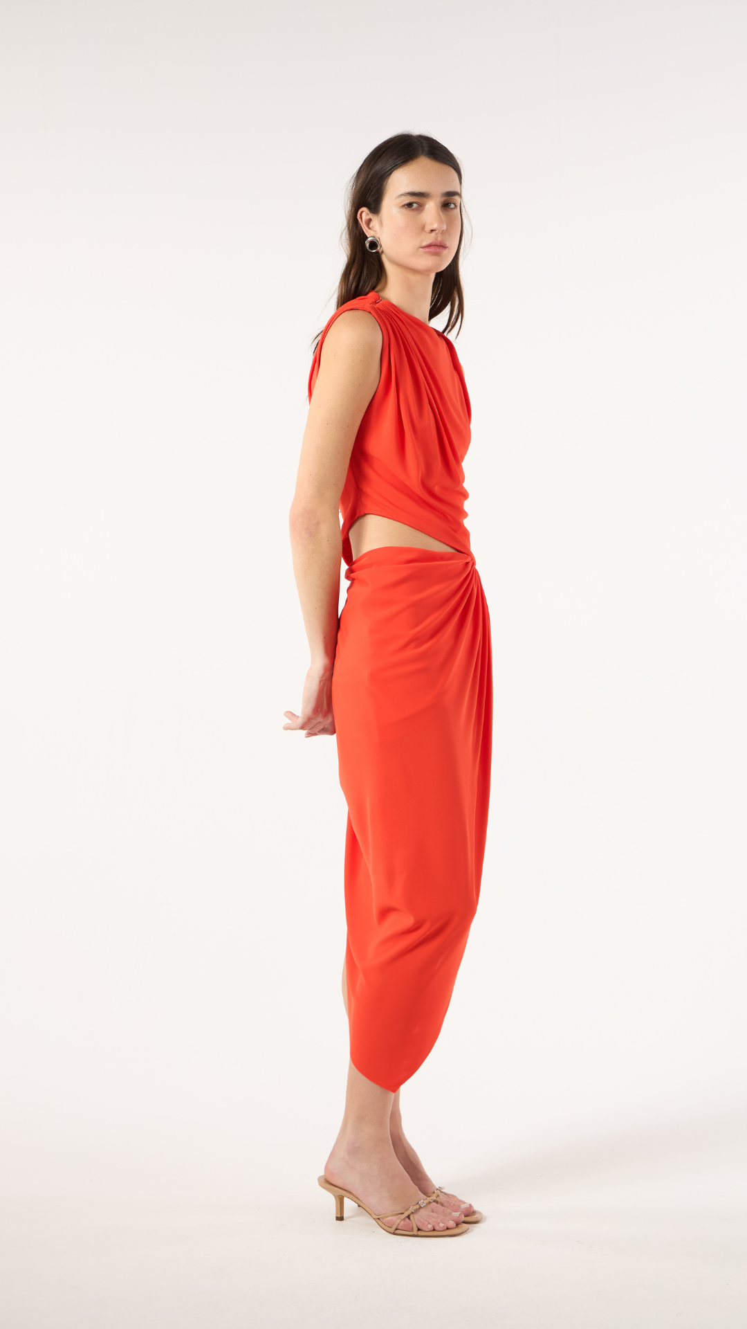 Vestido Midi Assimétrico Vermelho Winoma