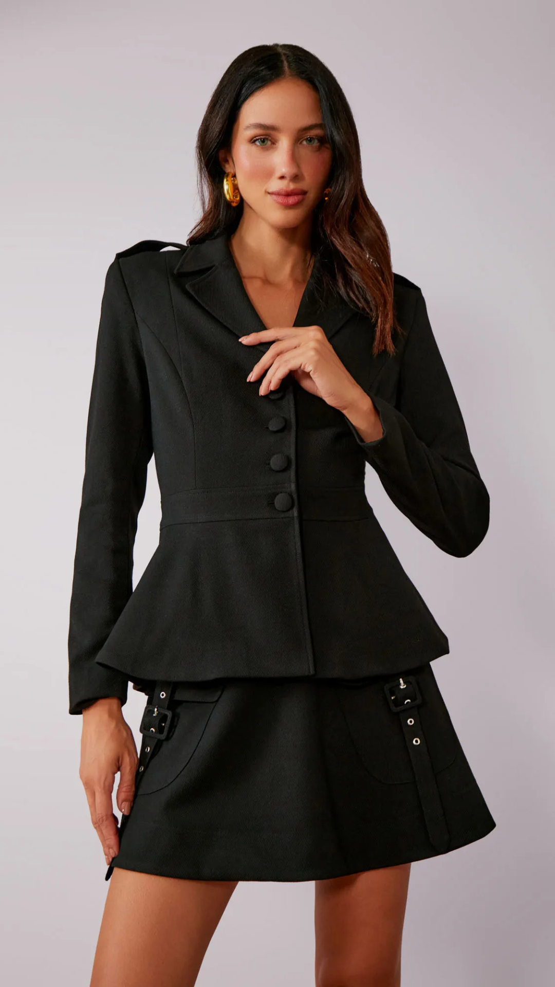Casaco Max Twill Peplum Preto