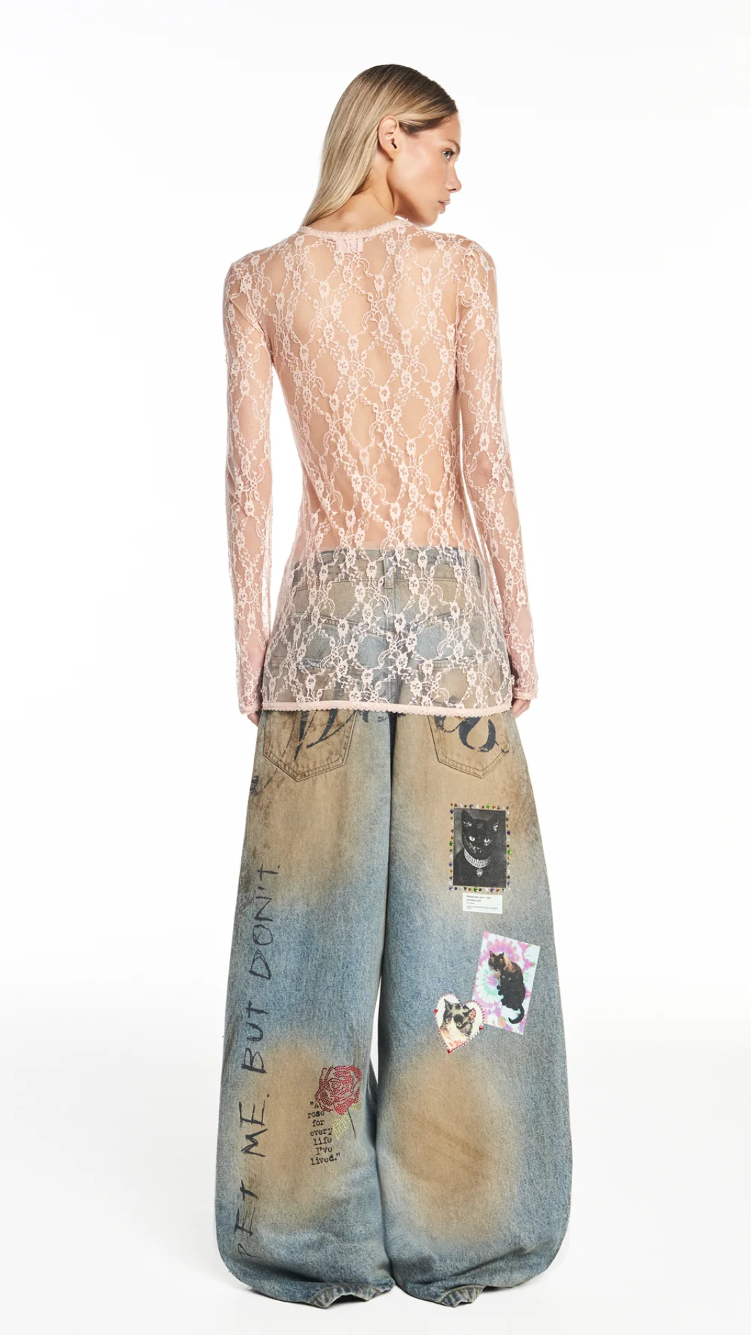 Blusa Manga Longa Renda Rosa