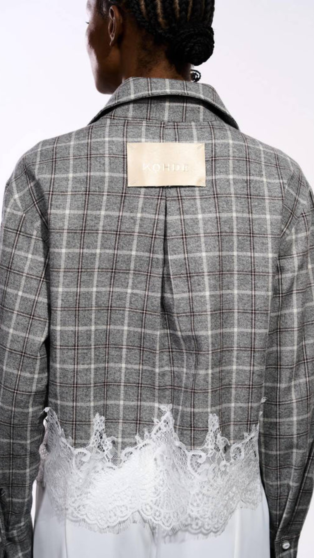Maxi Camisa Com Bolso e Fenda Xadrez