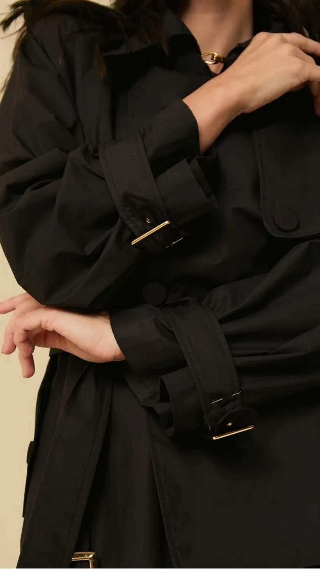 Trench Coat Curto Preto