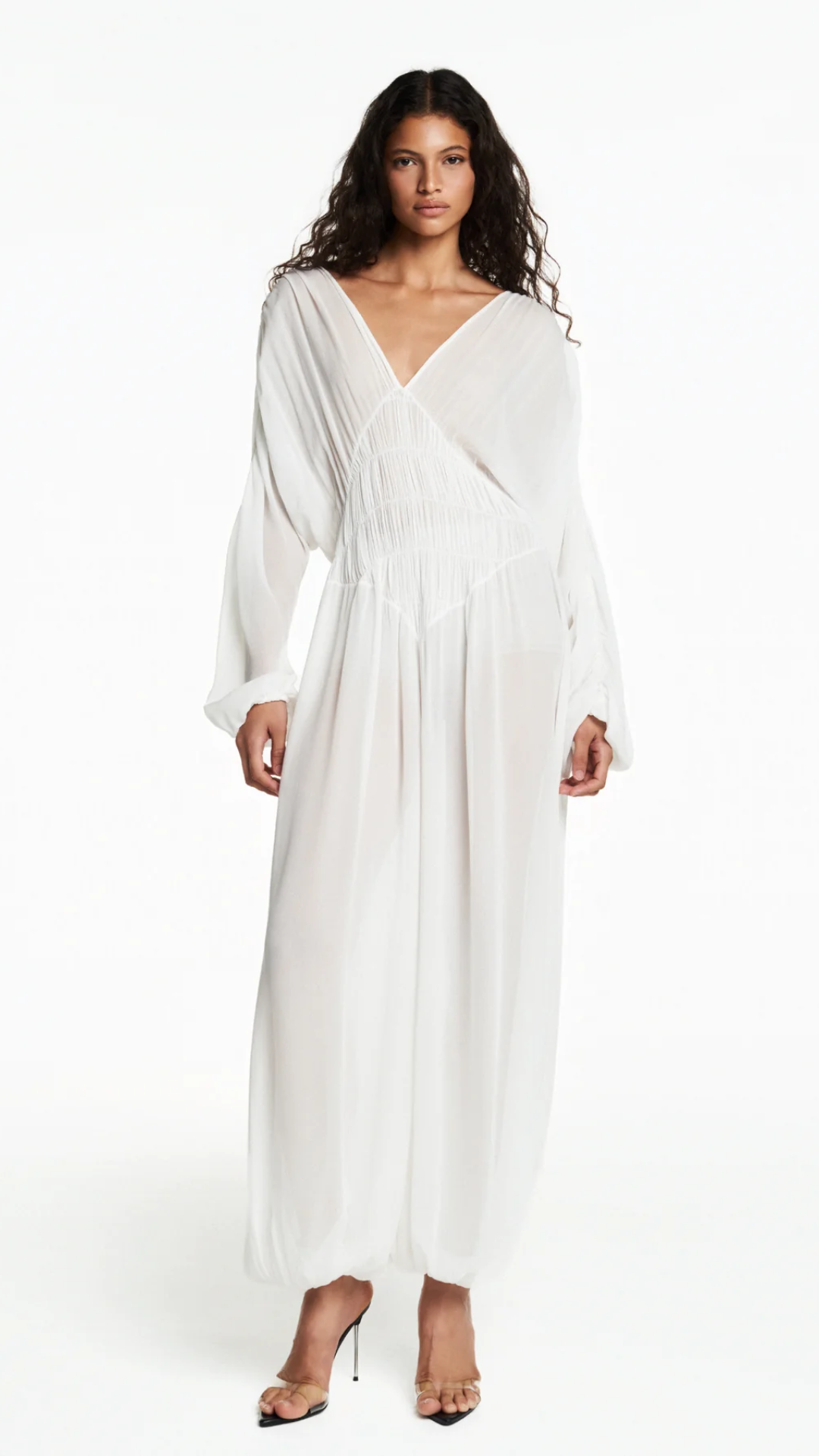 Macacão Drapeado Lastex Georgete Off White