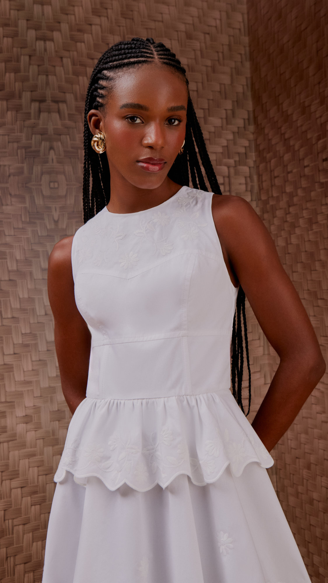 Vestido Cotton Bordado Garden Off White