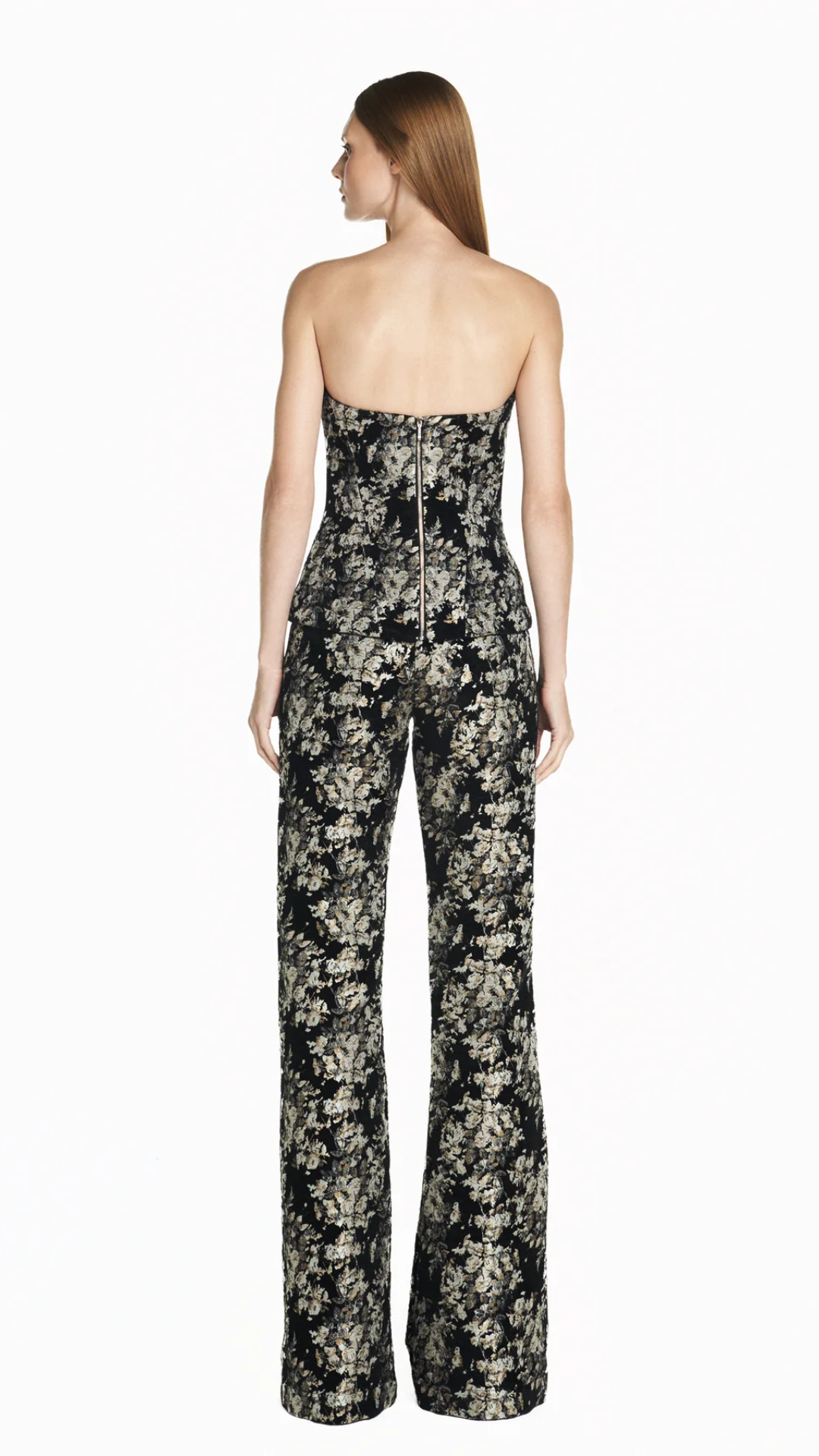 Calça Alfaiataria Jacquard Floral Preto