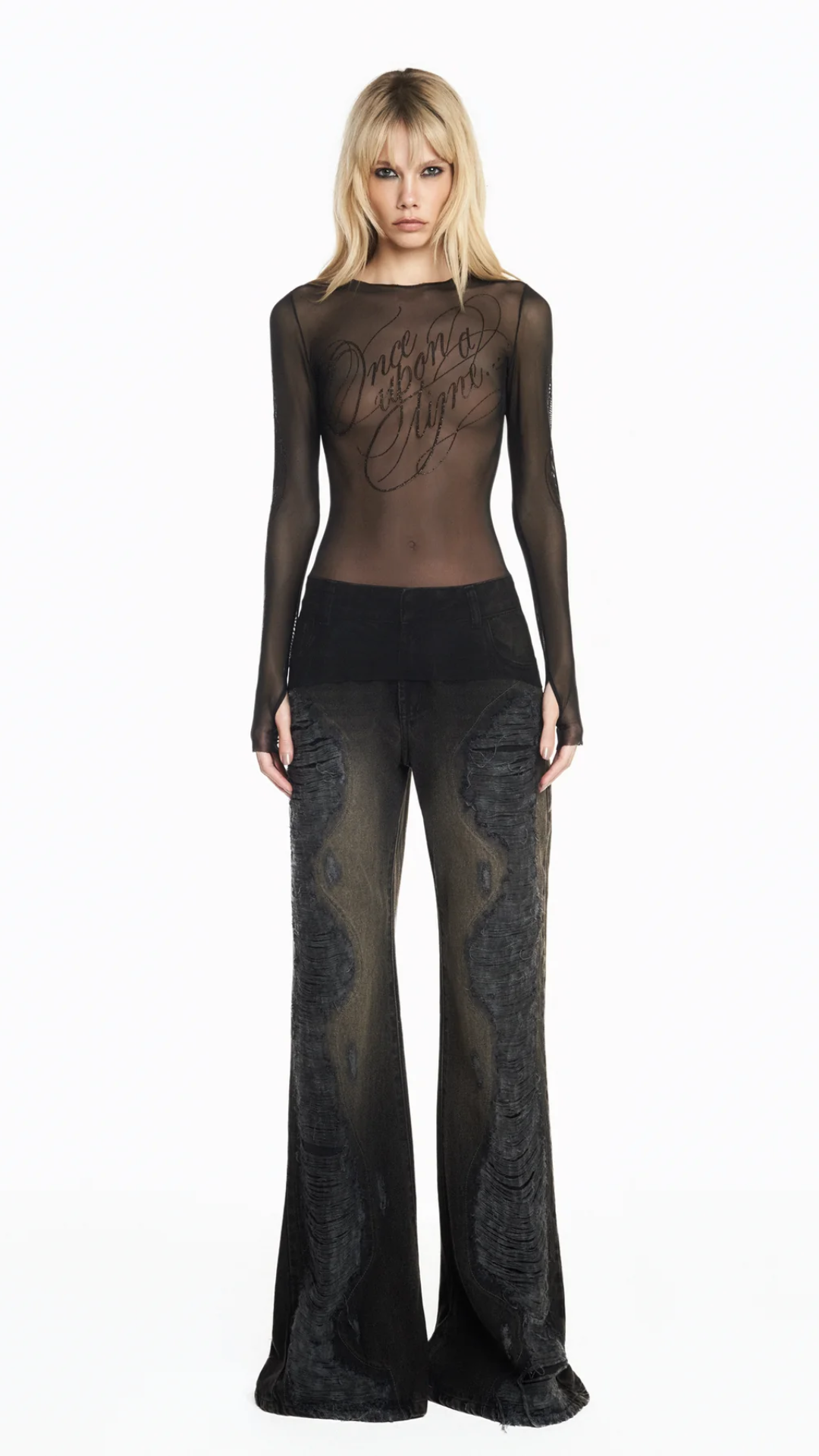 Blusa Manga Longa Tule Preto Once Upon a Time