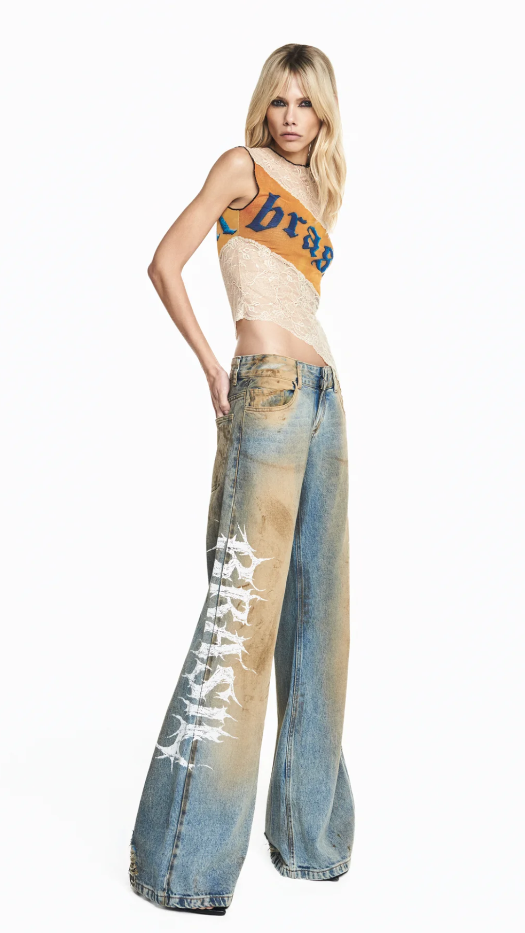 Blusa sem Manga Tule e Renda