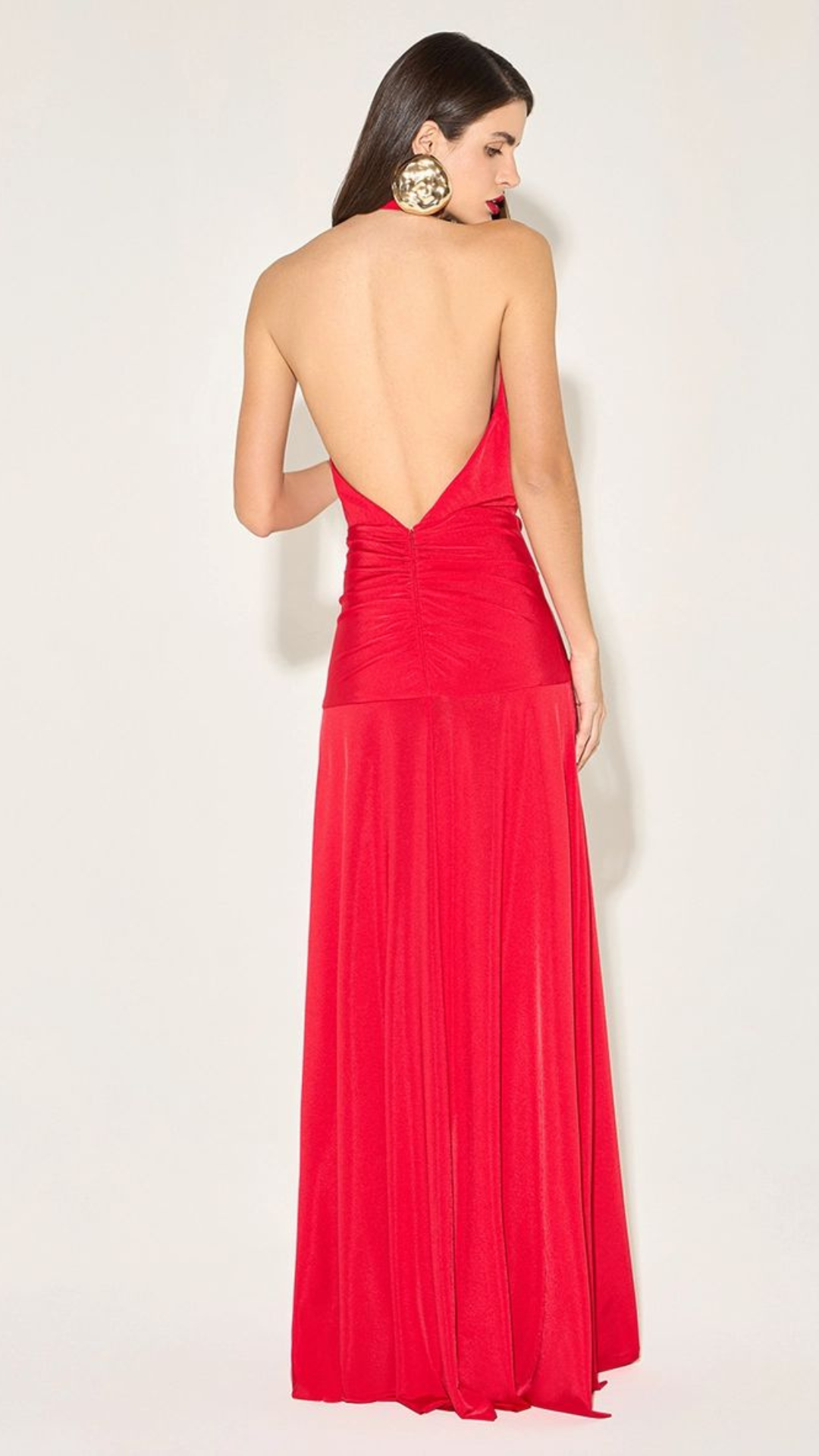 Vestido Longo Frente Única Jersey Vermelho