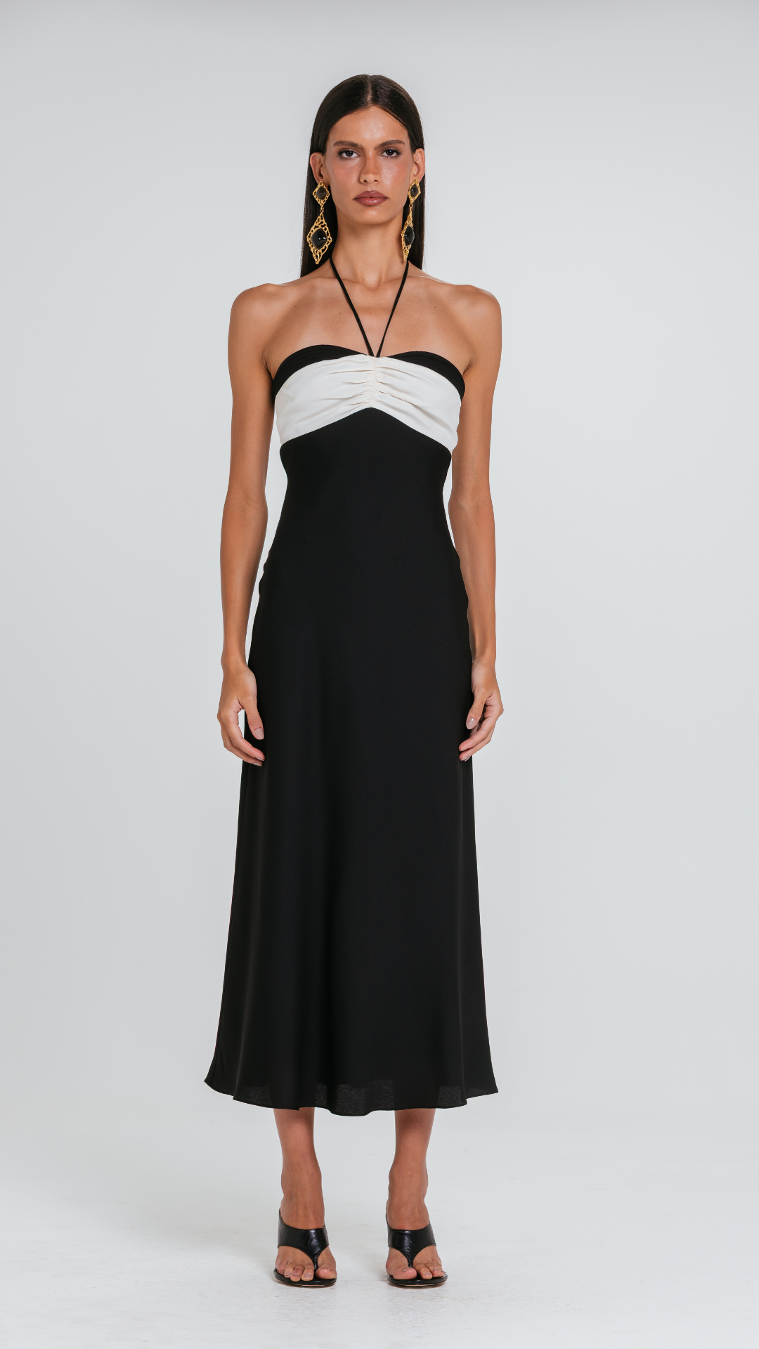 Vestido Lana Preto/Marfim