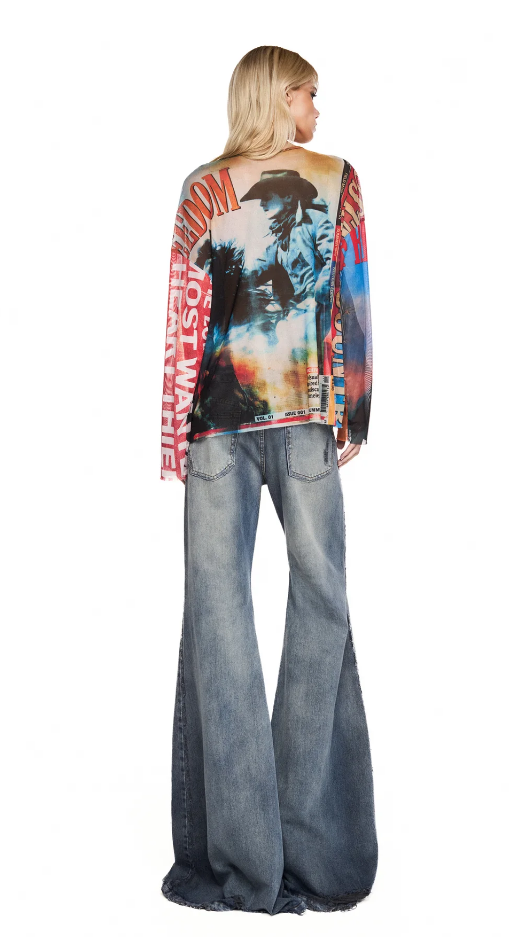 Blusa Manga Longa Quadrada Tule Mustang