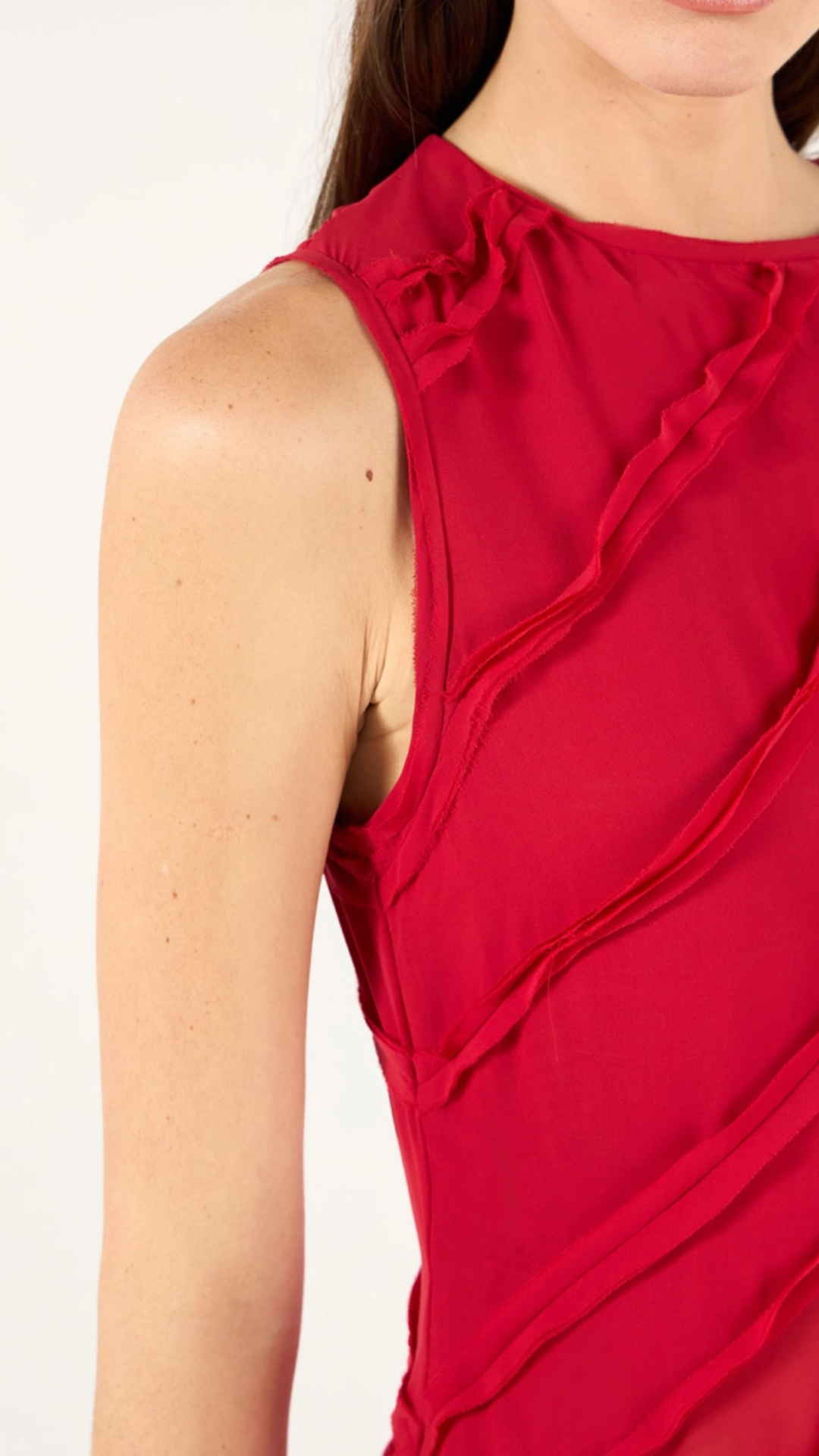 Vestido Longo Recortes Assimétricos Vermelho Labell