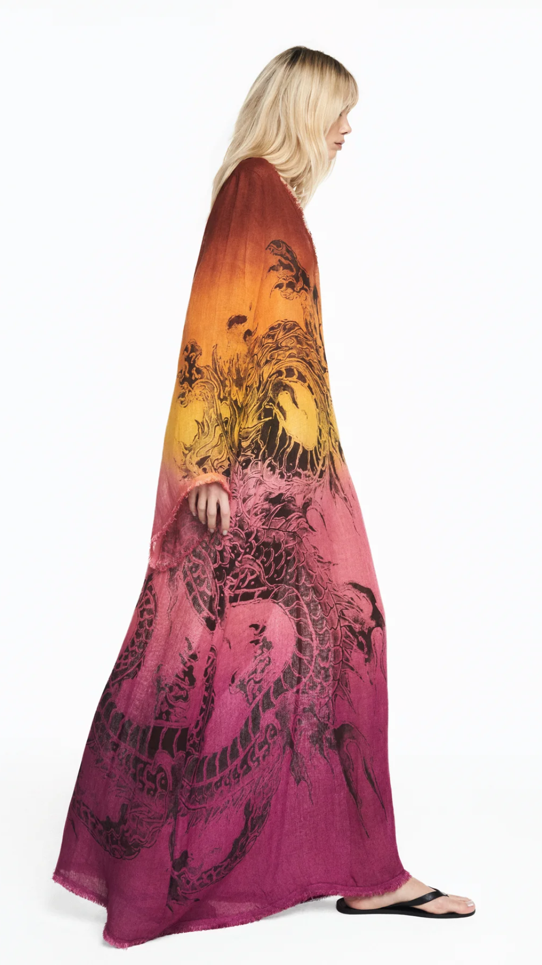 Vestido Túnica Organza de Linho Tie Dye Tattoo Dragão