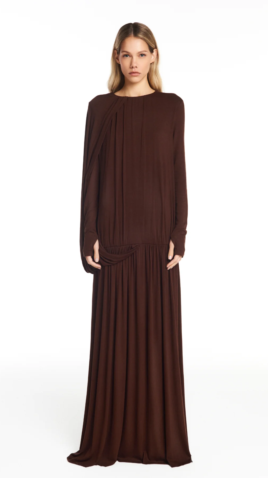 Vestido Longo Amplo Marrom