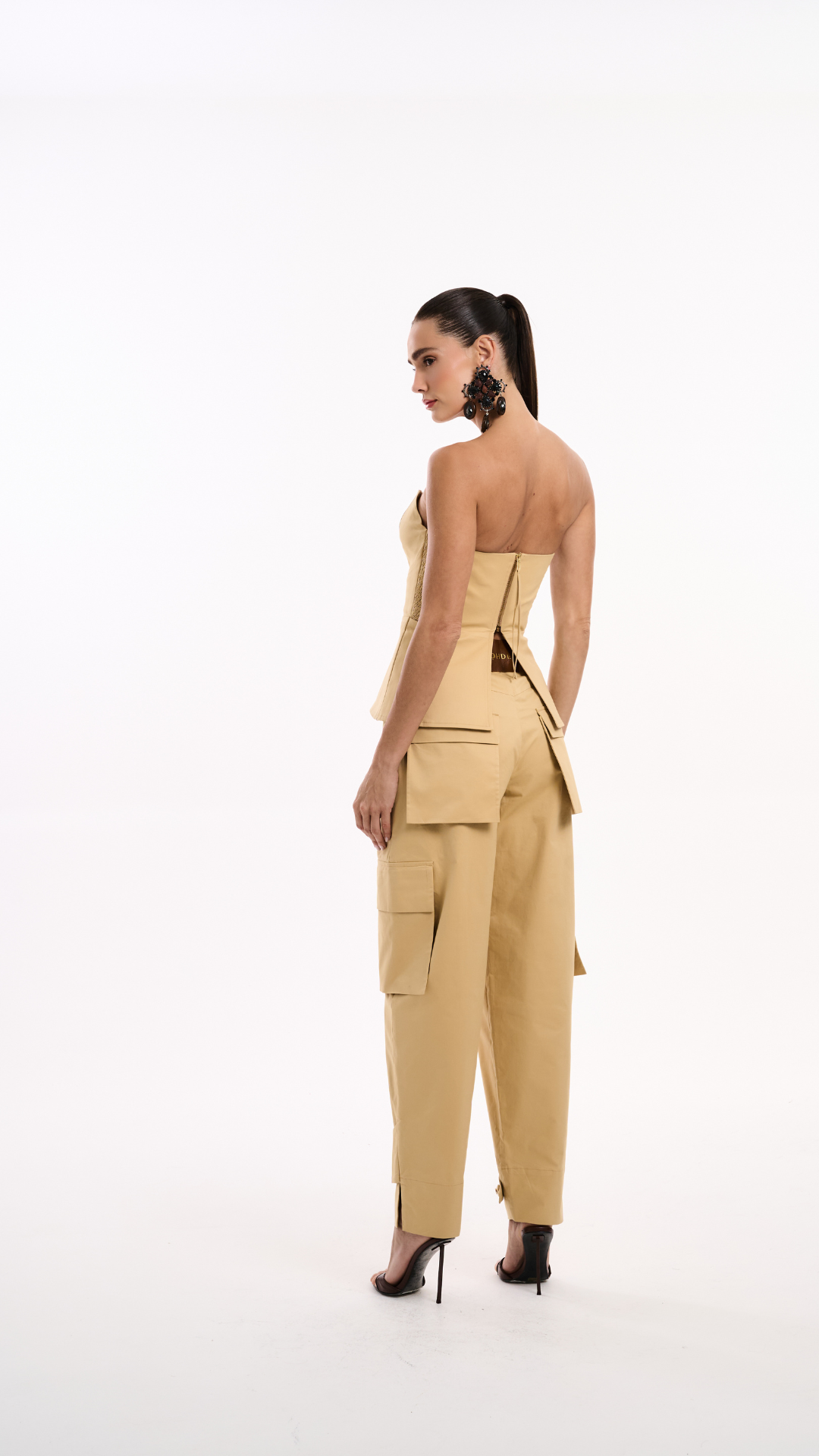 Calça Slouchy Bolso Cotton Algodão Bege
