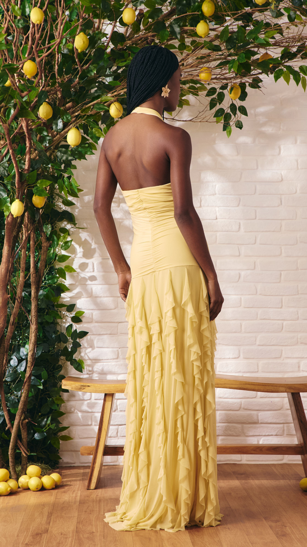 Vestido Tule Cascata Amarelo Milk