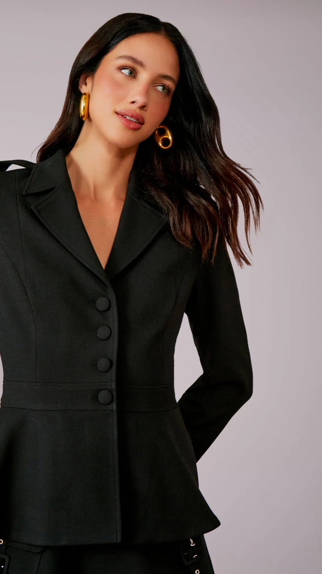 Casaco Max Twill Peplum Preto