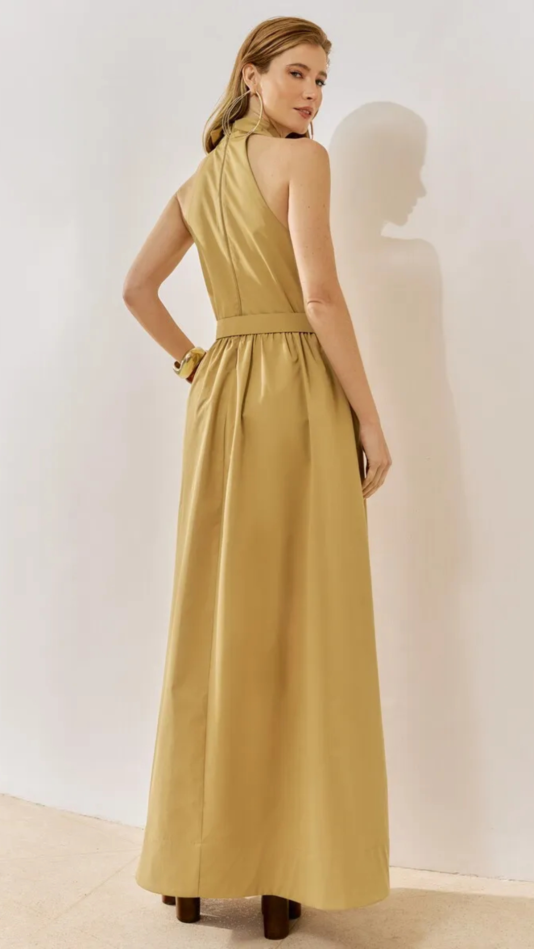 Vestido Longo Alfaiataria Cáqui