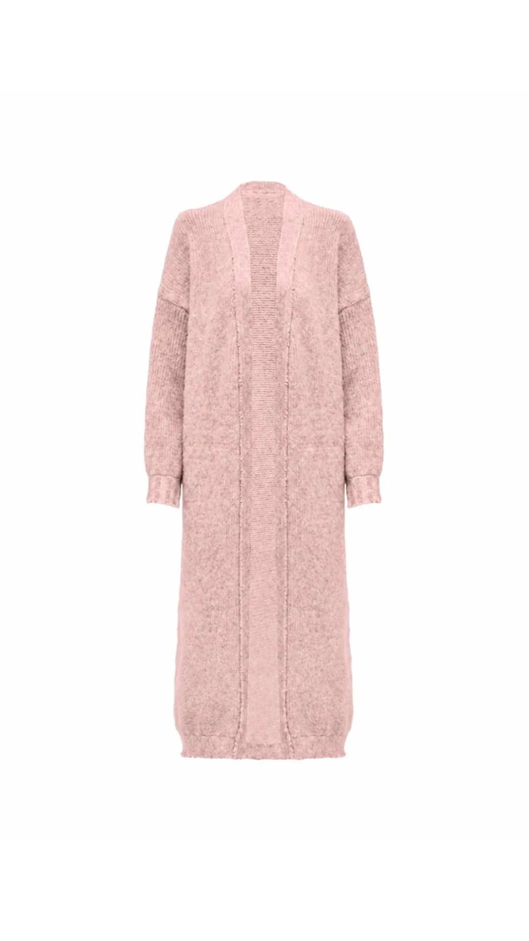 Cardigan Tricot Longo Rosa