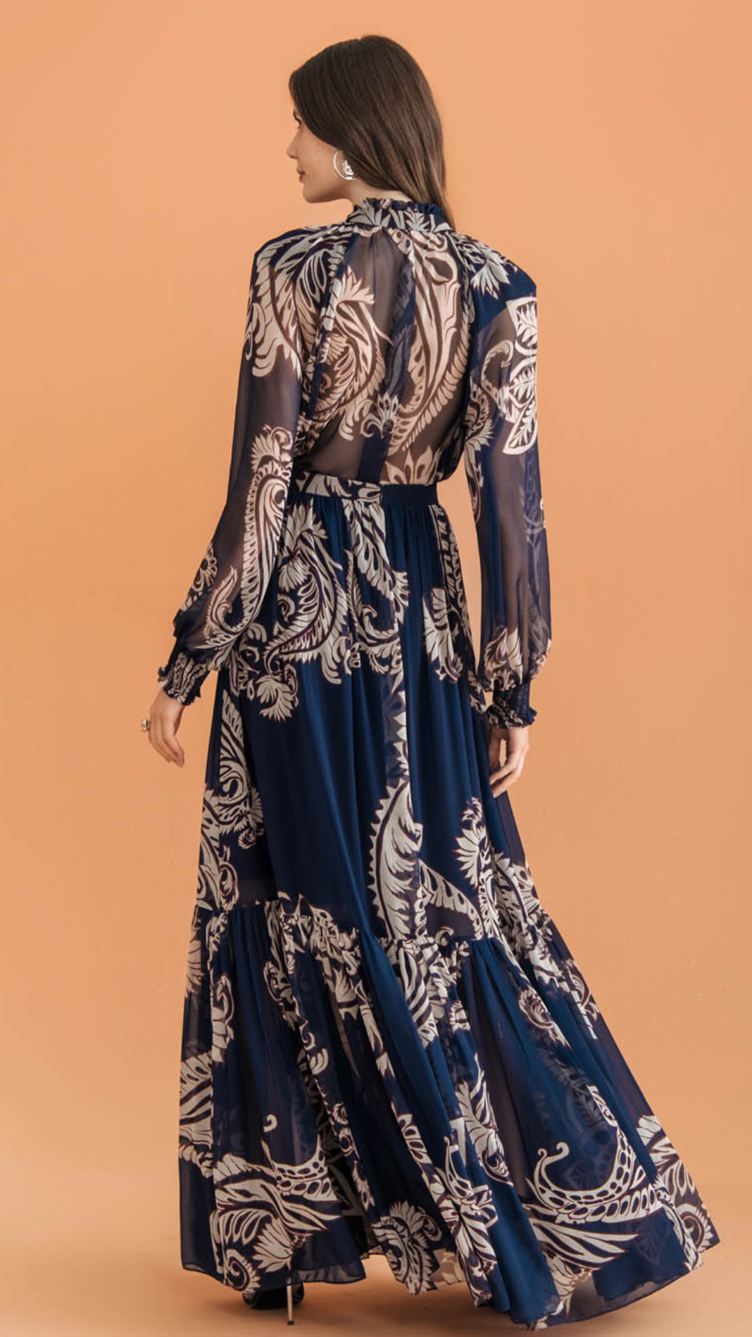 Saia Longa Botto Estampada Maxi Cashmere