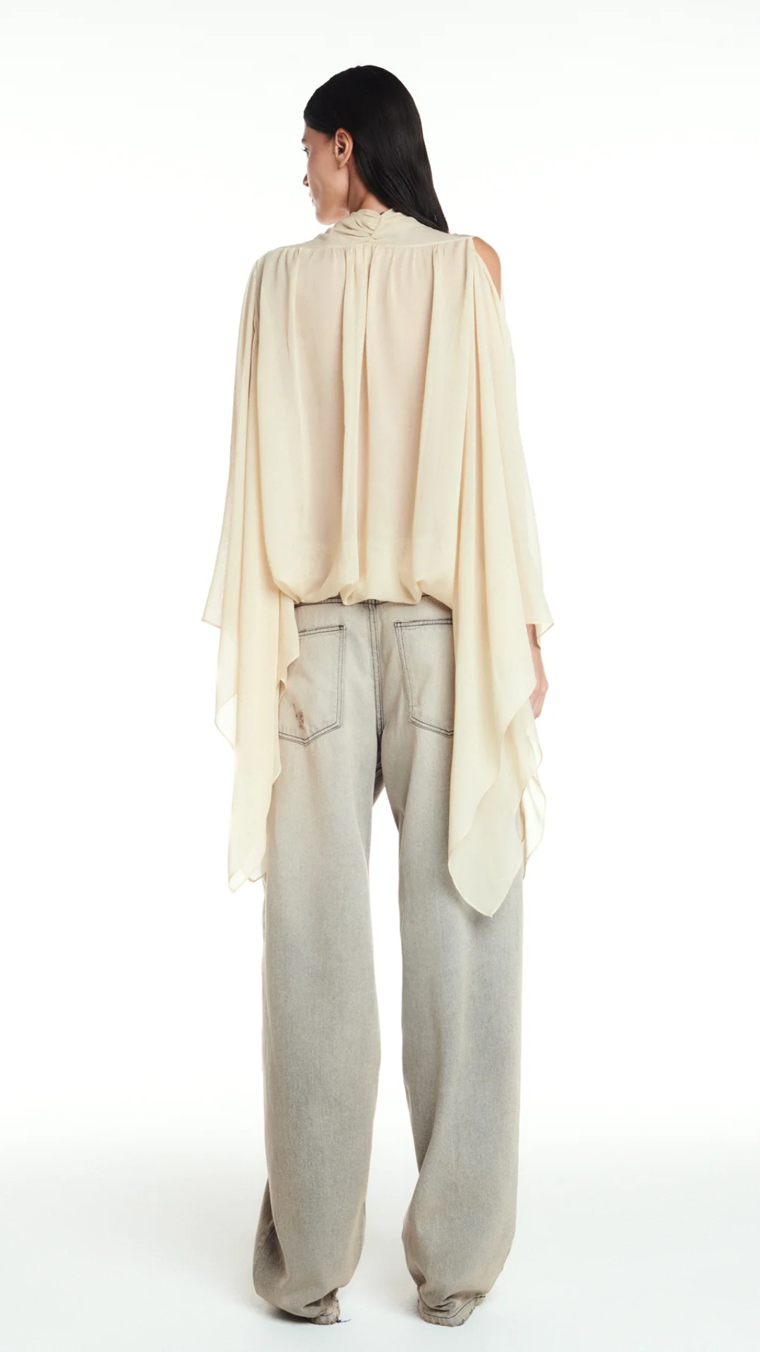 Blusa Decote Transpasse Manga Ampla Manteiga