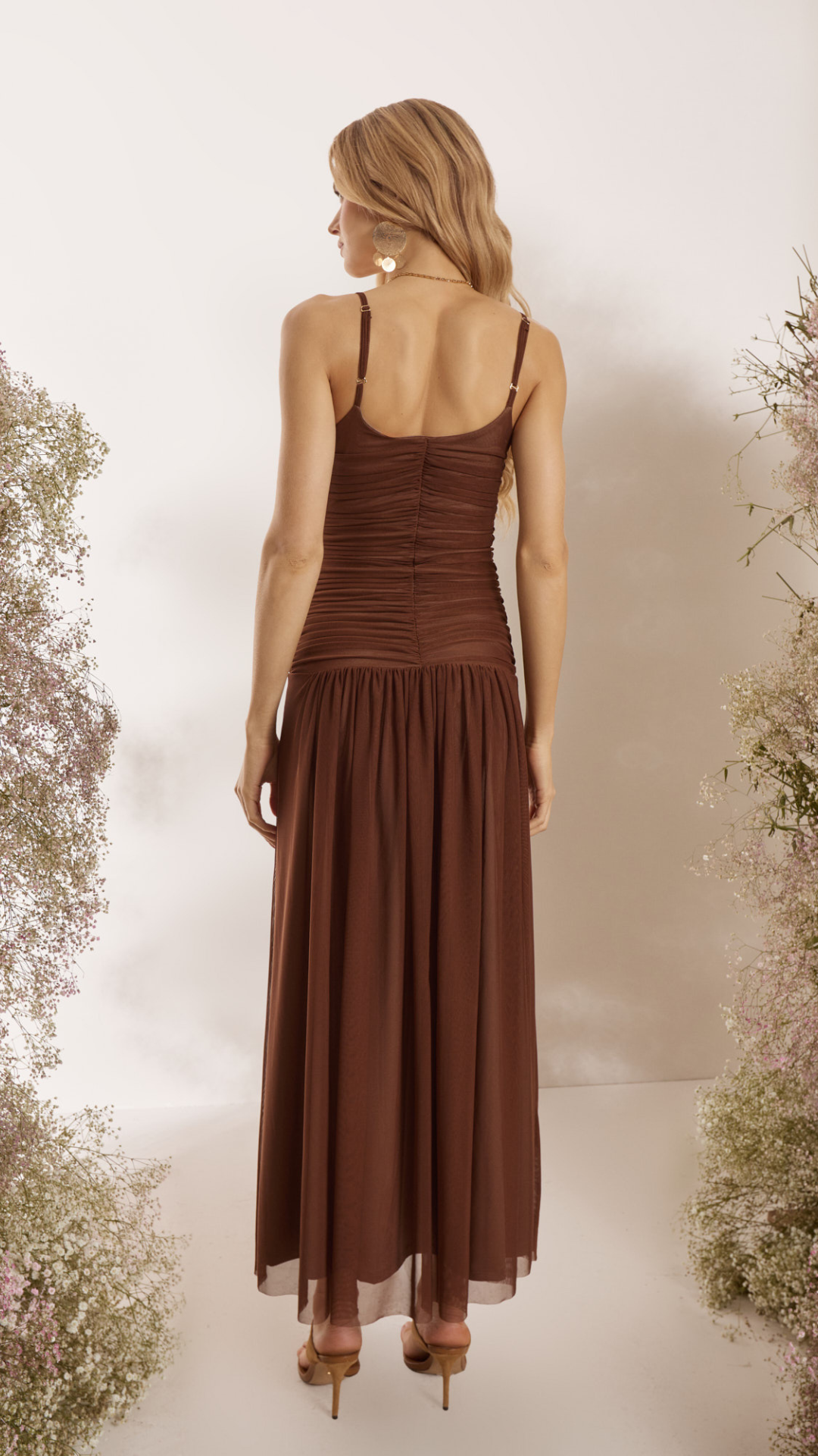 Vestido Tule Romance Toffee