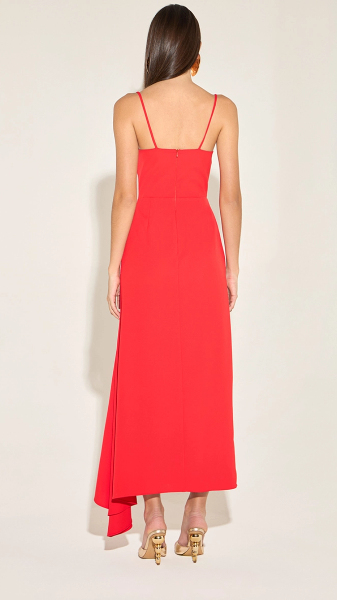 Vestido Midi Detalhe Franzido Vermelho Pompei