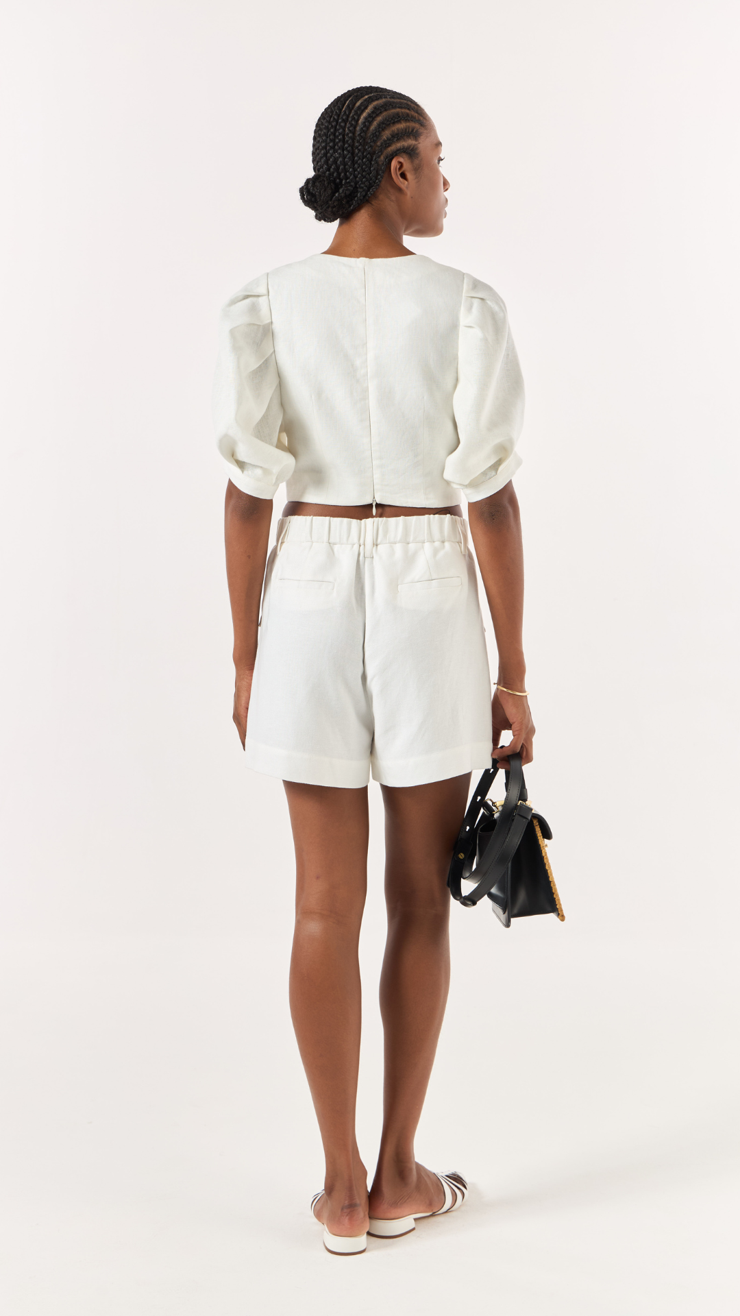 Blusa Cropped Mangas Bufantes Off Shell