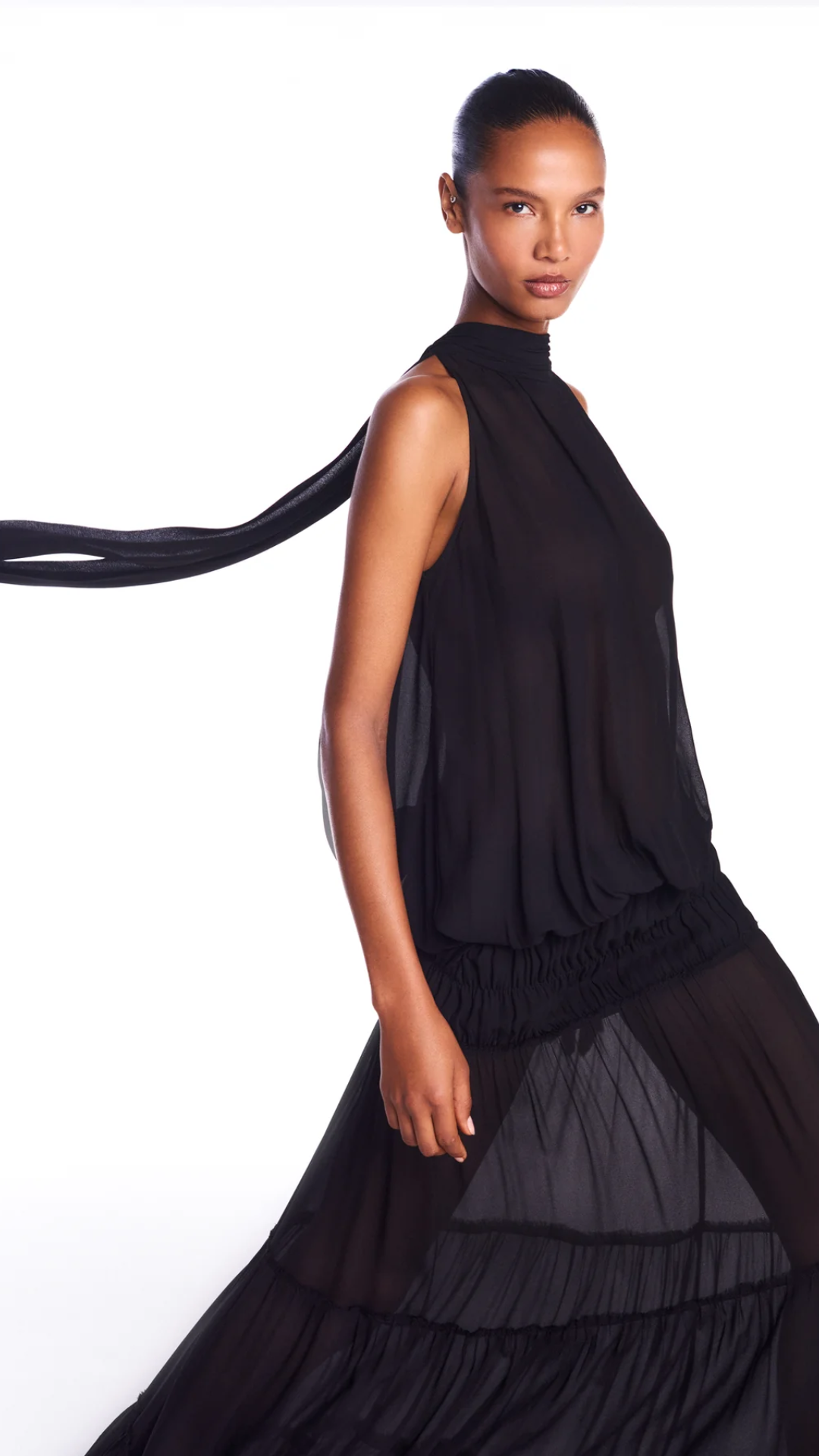 Blusa Gola Alta sem Manga Preto