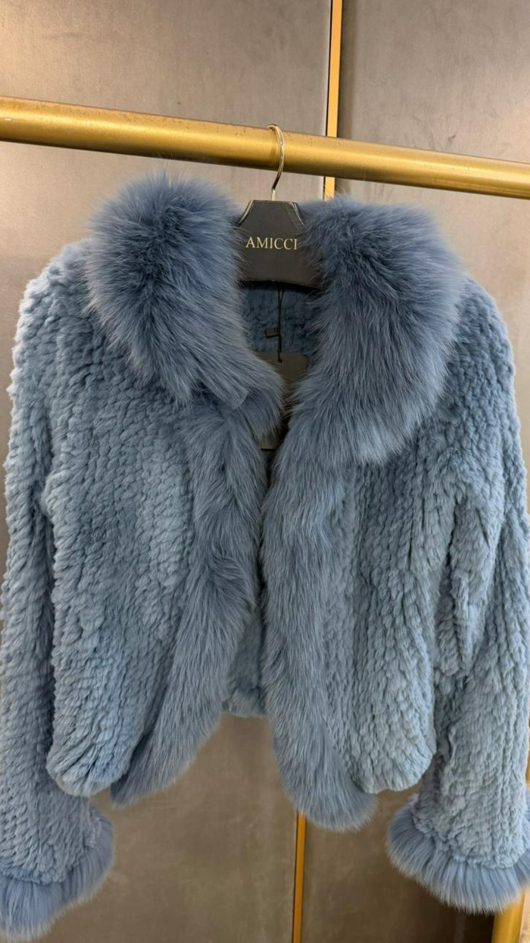 Casaco Pele Gola Central Midnight Blue