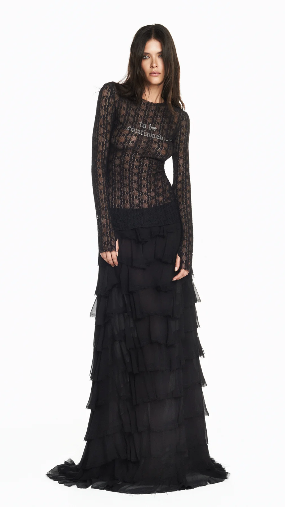 Blusa Manga Longa Renda Preta To Be Continued