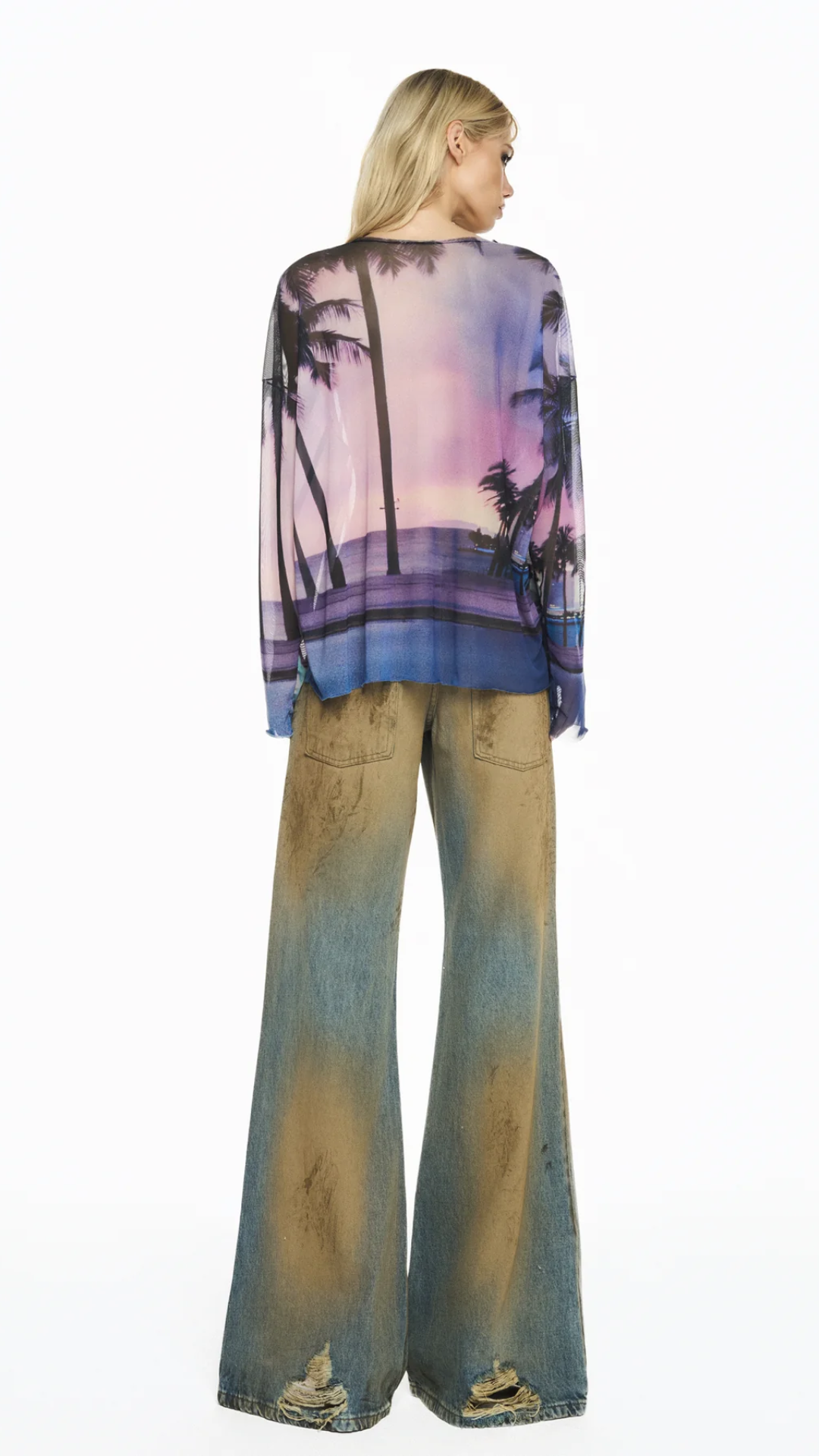 Blusa Manga Longa Quadrada Tule Poodle