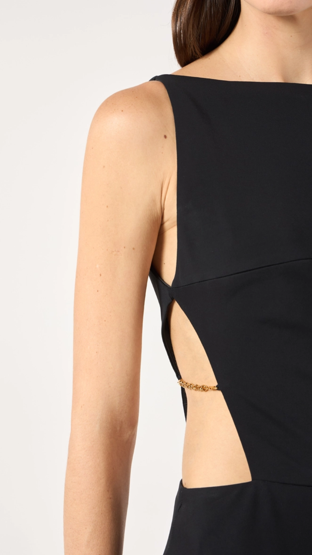 Vestido Longo Malha Recortes Preto
