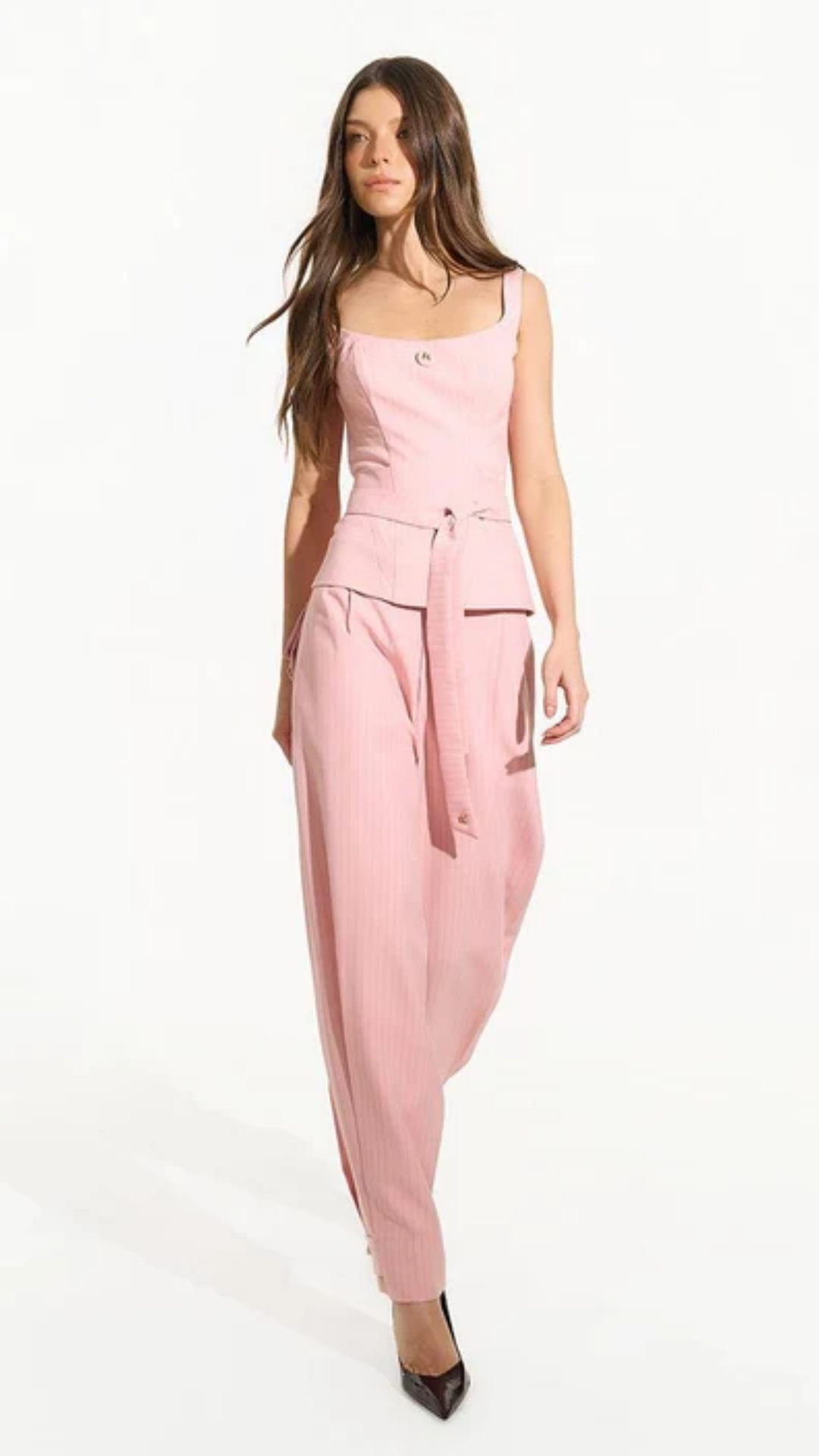 Corselet Estruturado Com Faixa Peach