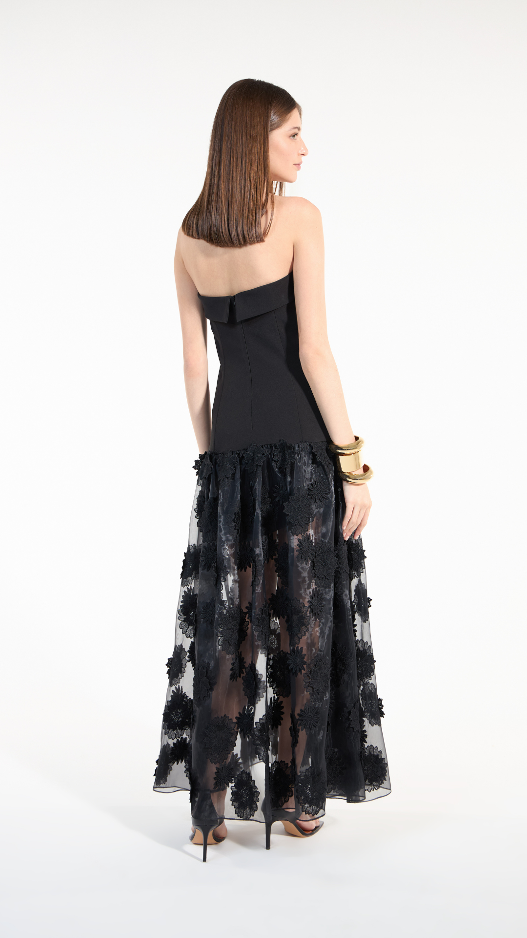 Vestido Organza 3D Preto