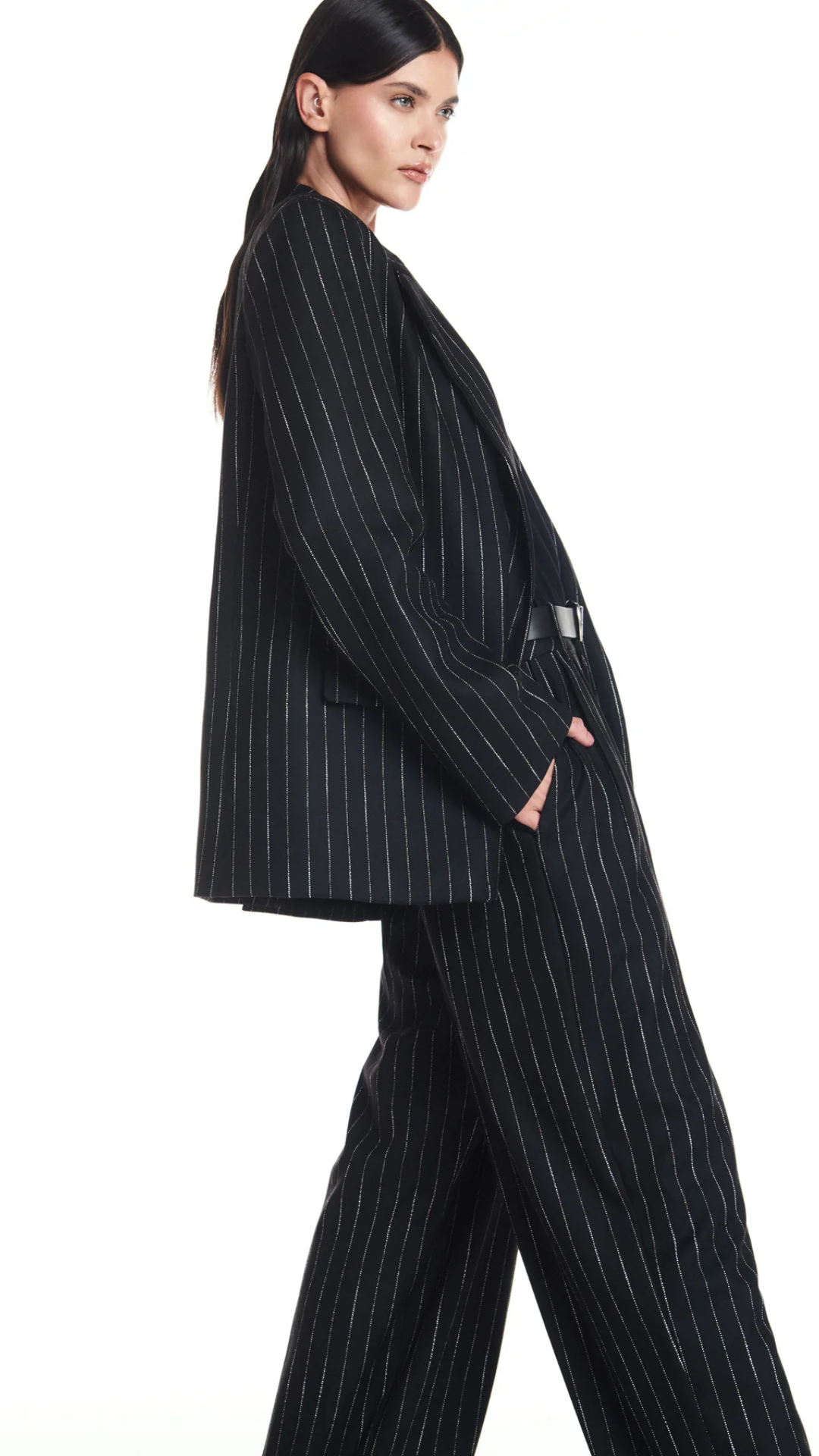 Blazer Alfaiataria Risca de Giz Preto