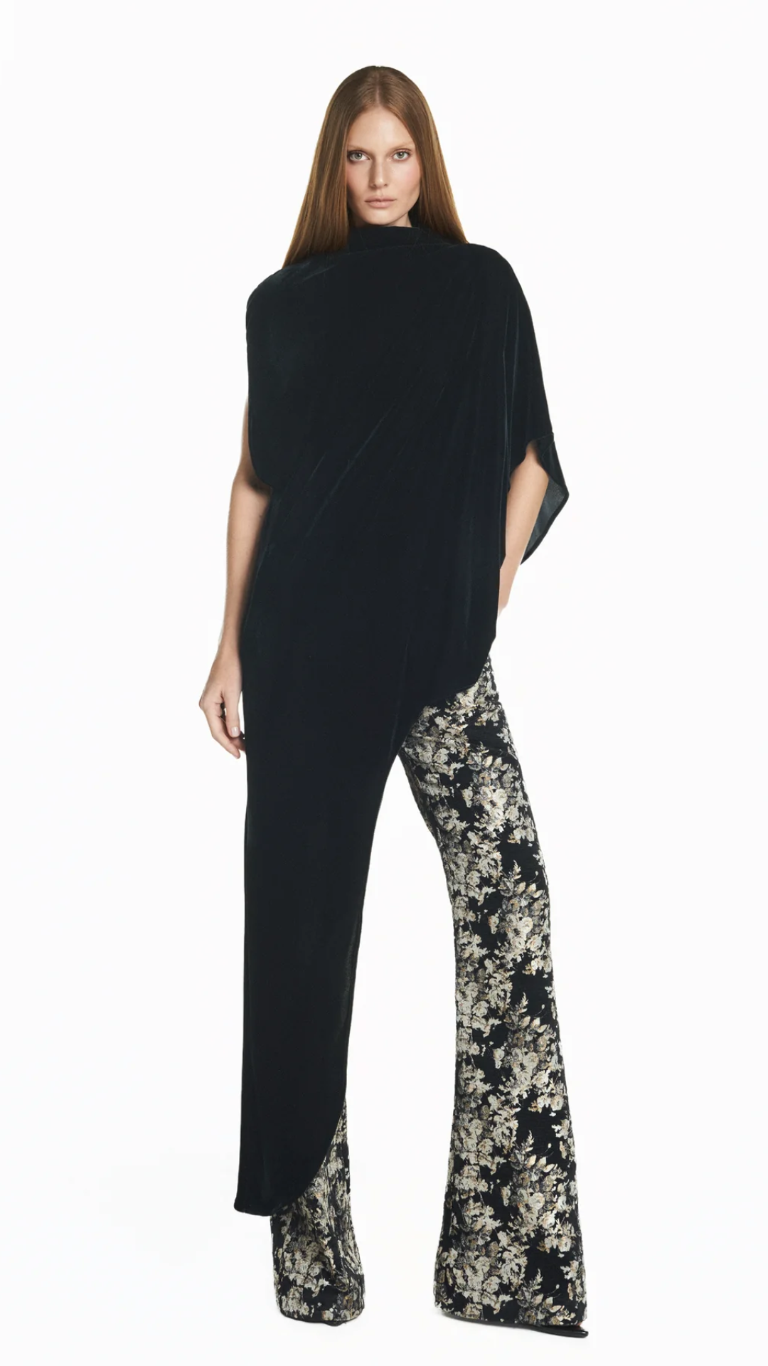 Blusa Kaftan Assimétrica Veludo Preto