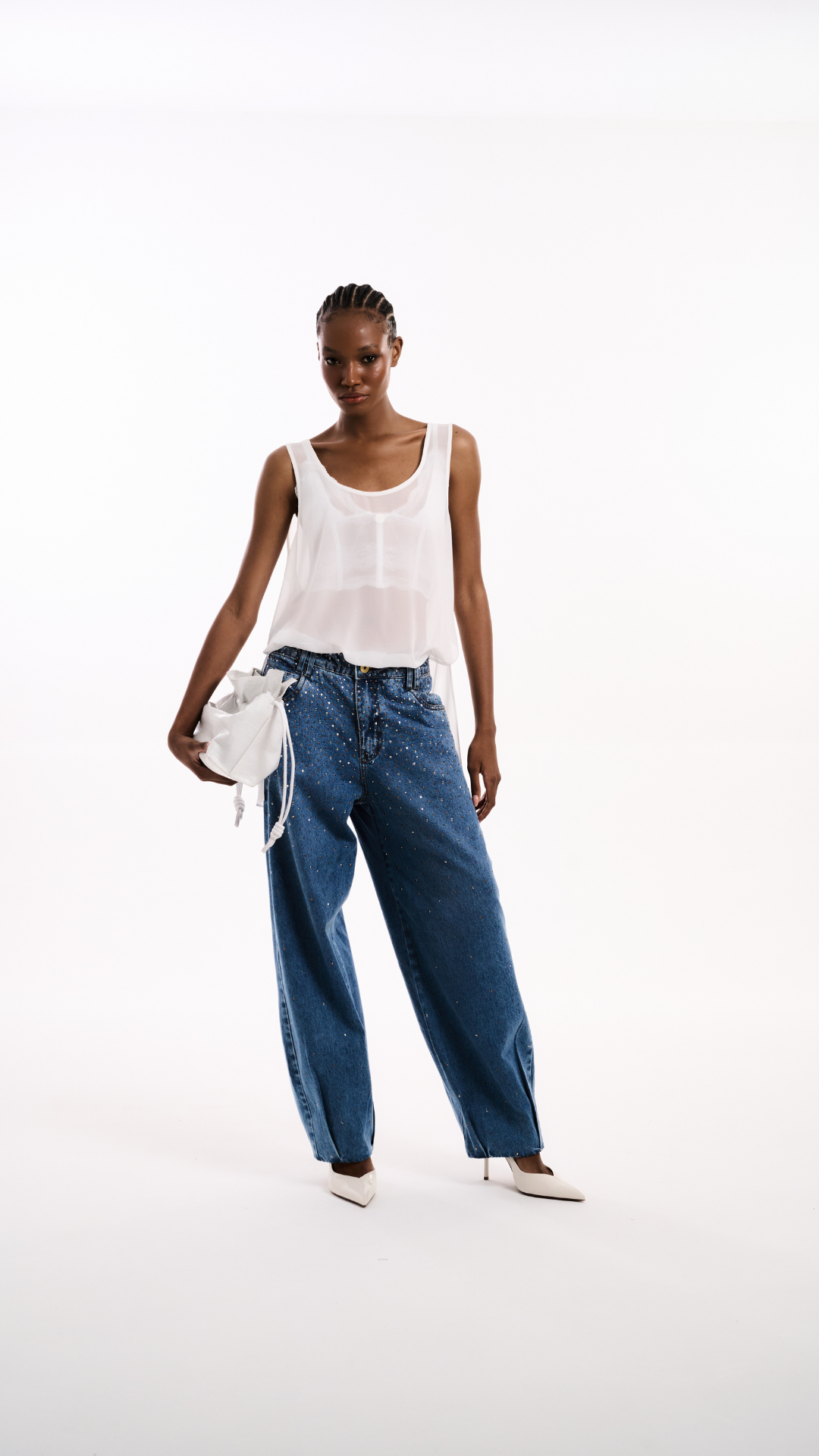 Calça Jeans Slouchy com Transfer
