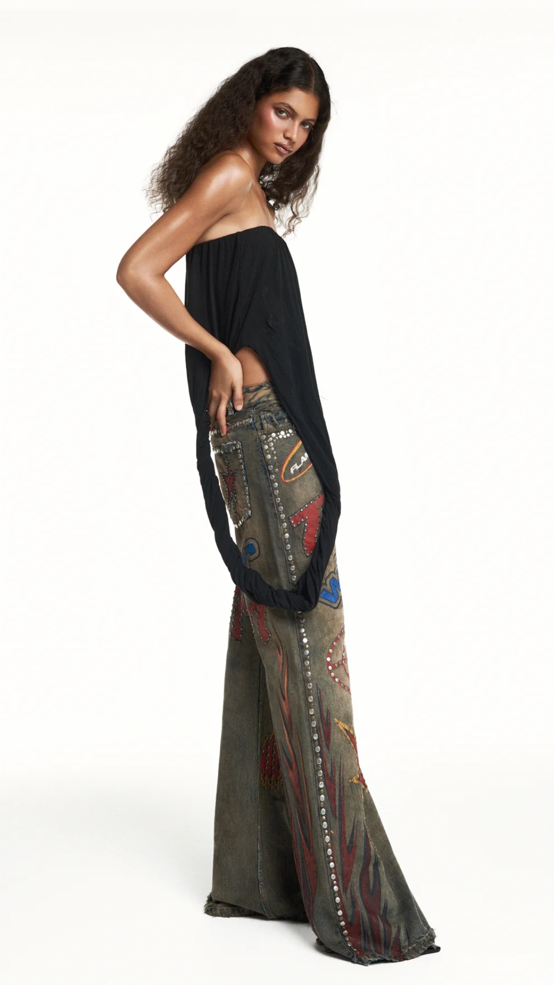 Blusa Tomara que Caia Barra Torcida Preto