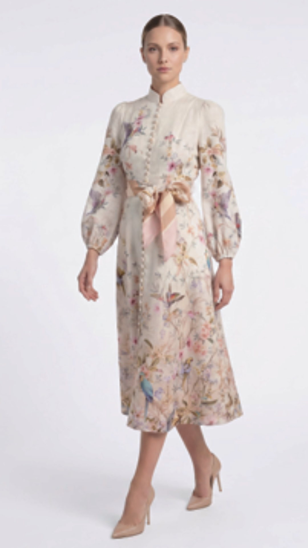 Vestido Midi Floral Off White